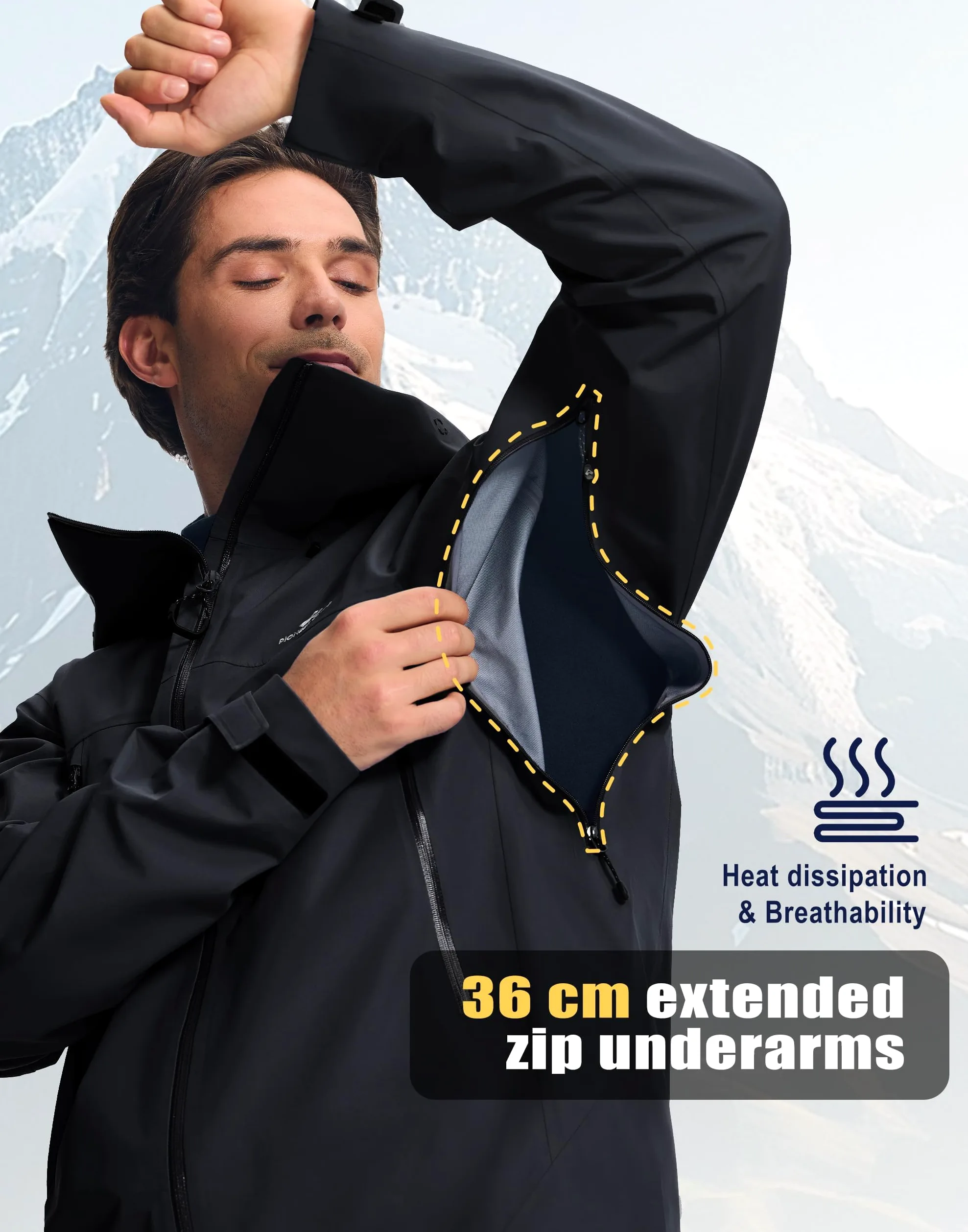 Pioneer Camp Chubasquero para hombre, 3 L, impermeable, transpirable, chaqueta para exteriores, para senderismo, trekking, escalada, esquí