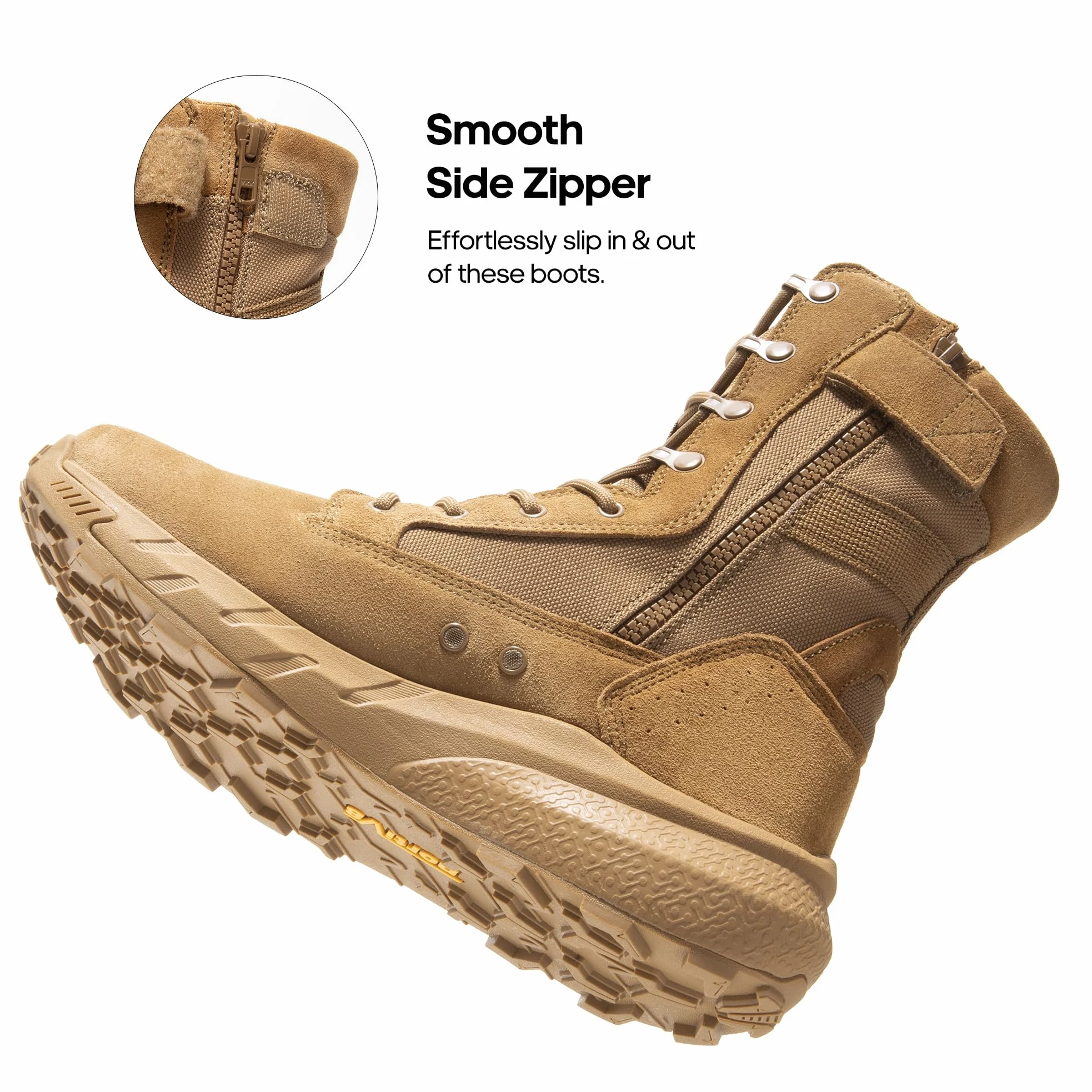 NORTIV 8 Botas de Tácticas Militares para Hombre con Cremallera Lateral Botas Policiales de Combate de Motocicleta