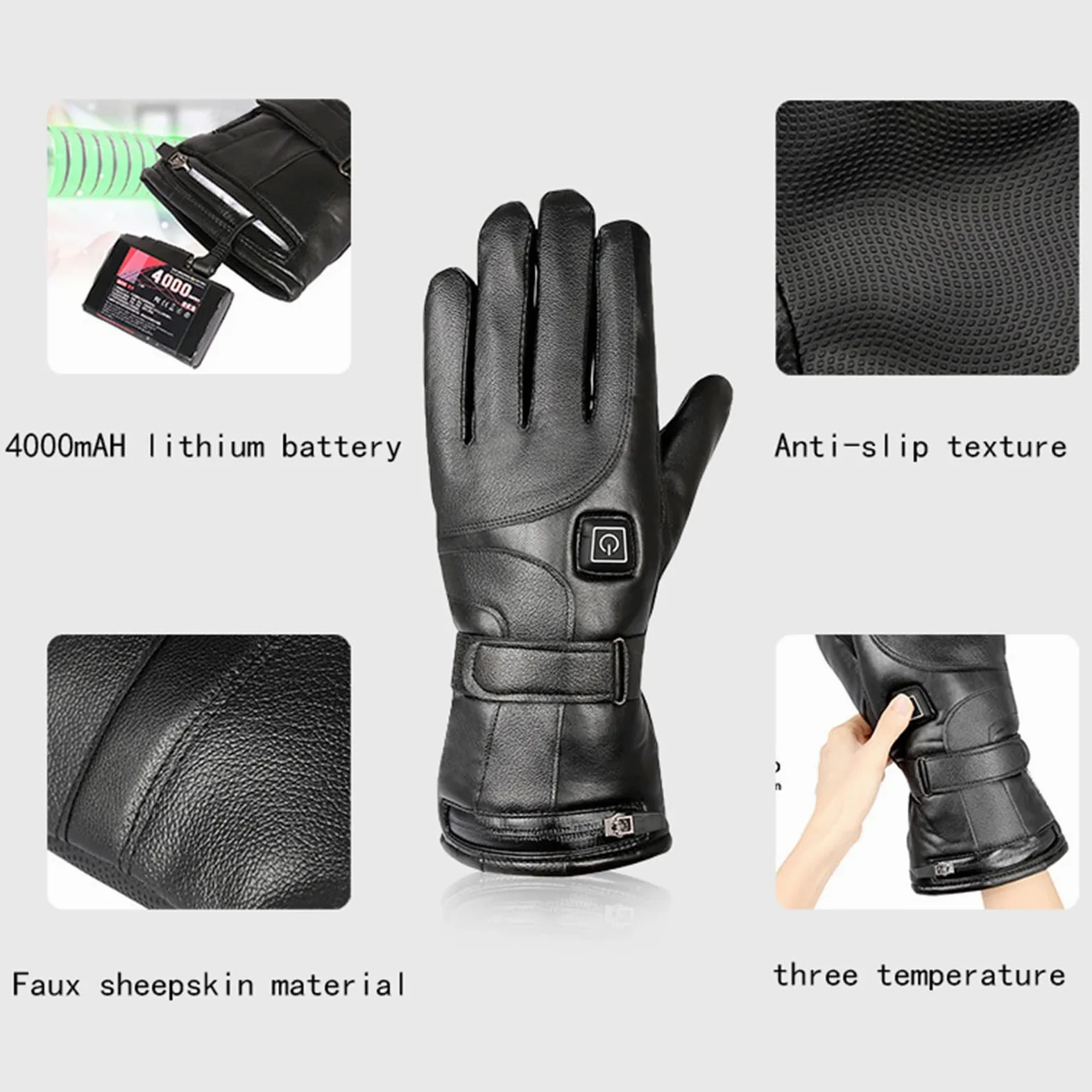CHEWYNP Guantes de Invierno para Hombres y Mujeres: Guantes Impermeables y cálidos para Clima frío, Guantes térmicos con Dedo de Pantalla táctil 3 Niveles de calefacción 4000 mAH para Moto