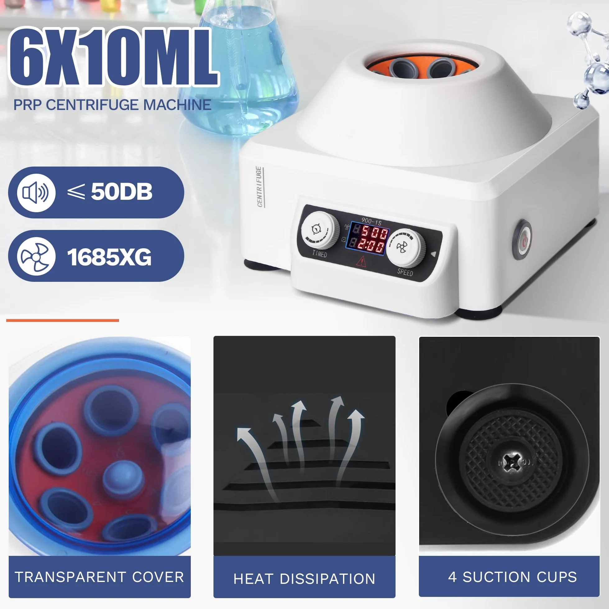 Centrifuga de Laboratorio 4000rpm 1795xg 6x10ml RCR 1-99min 220V Portátil