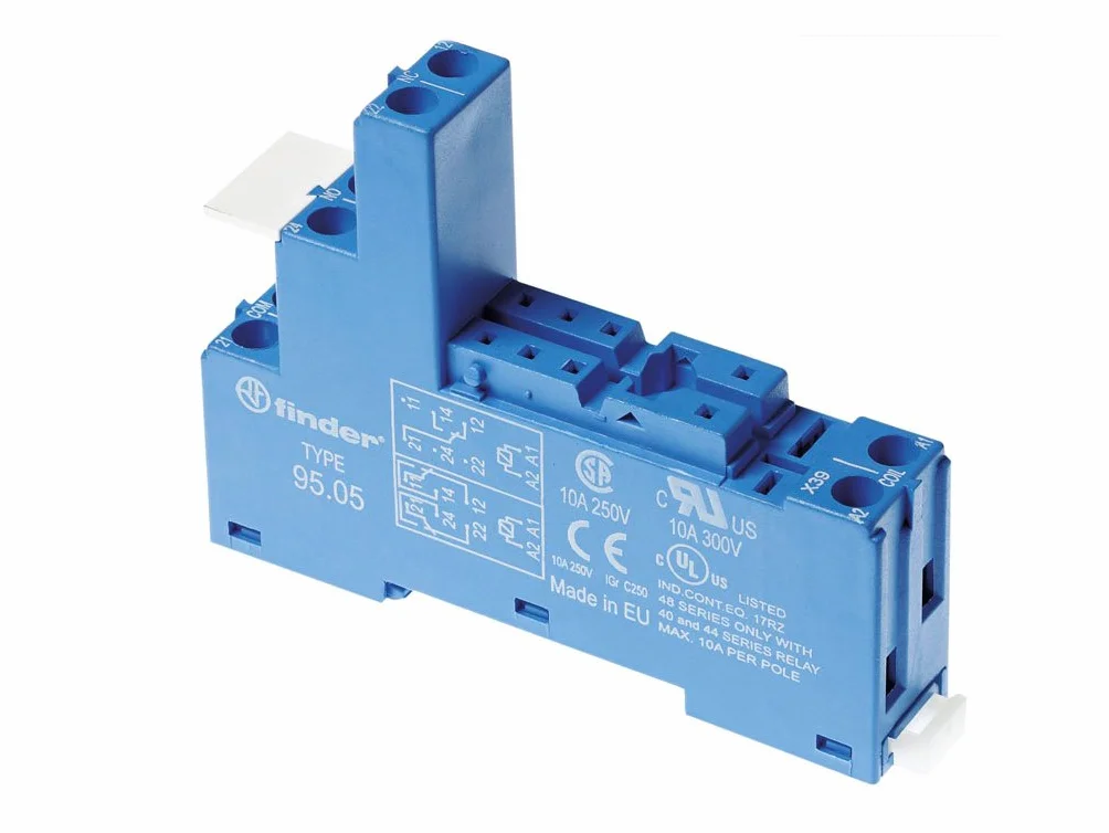 ZOCALO PARA RELE FINDER 95.05 35mm DIN CARRIL 10A 5.0mm 40.51-40.52 40.61 1-2 CONTACTOS