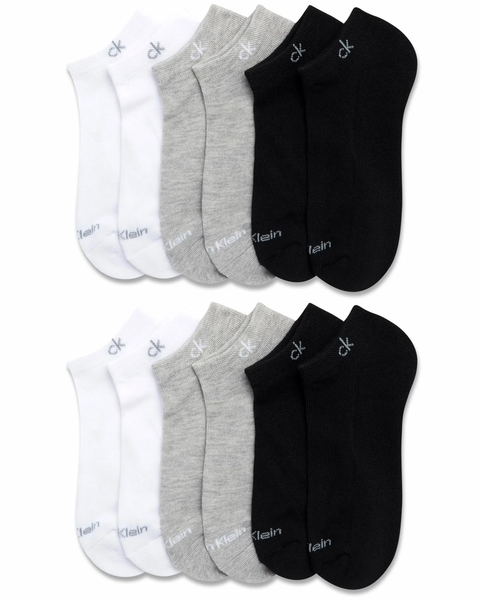 Calvin Klein Calcetines invisibles para mujer, paquete de 12 unidades, suaves, elásticos, transpirables, atléticos, de corte bajo, para mujer (talla de zapato: 4-10)