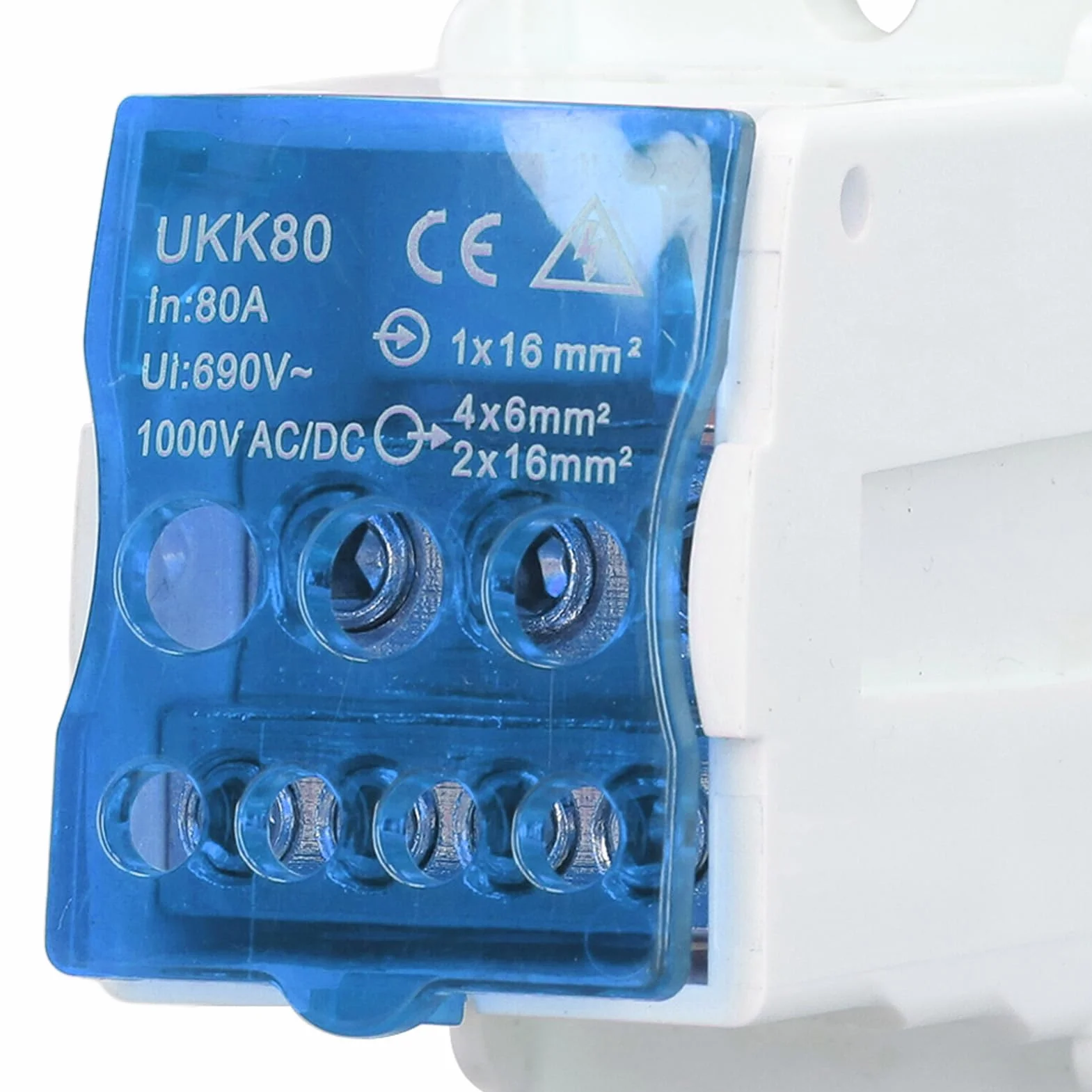 Tyenaza UKK-80A Bloque Caja de Distribución, Caja de Conexiones Unipolar Carril C45, Azul