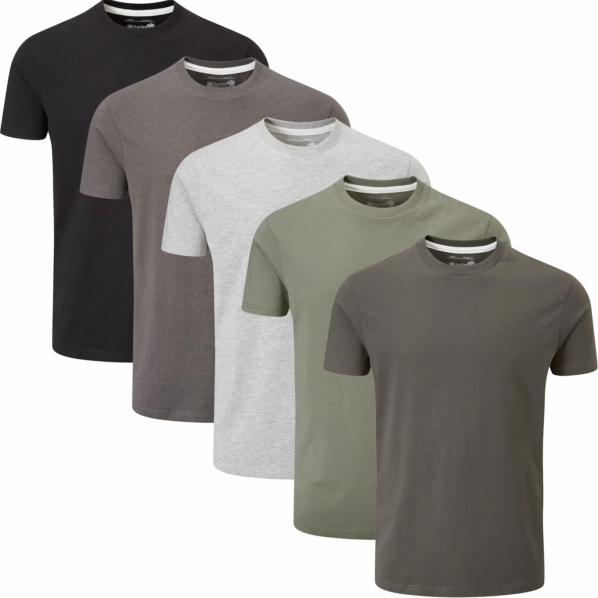 Charles Wilson Paquete 5 Camisetas Cuello Redondo Lisas