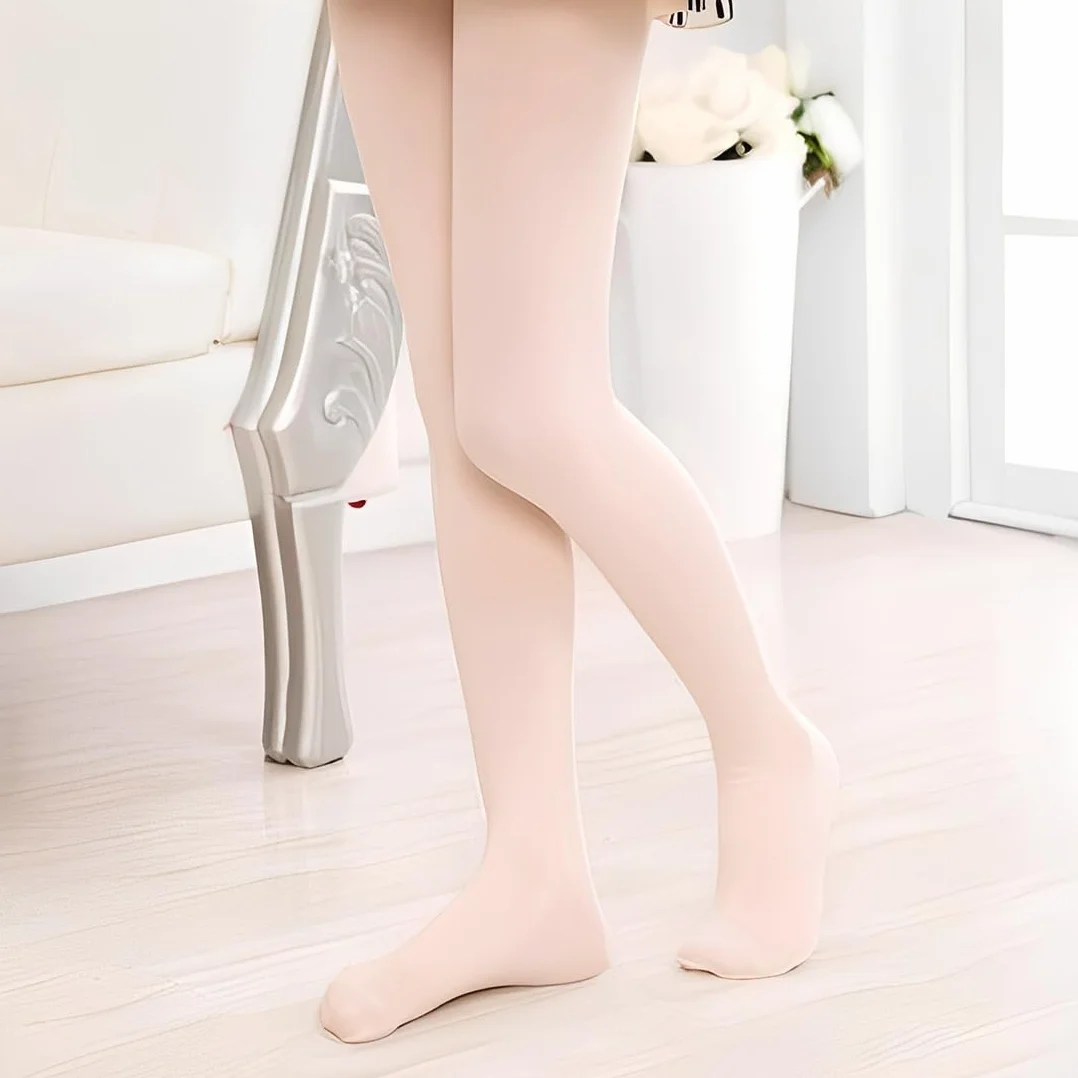 Medias de ballet 80D elásticas transpirables para niñas pequeñas Rosa nude
