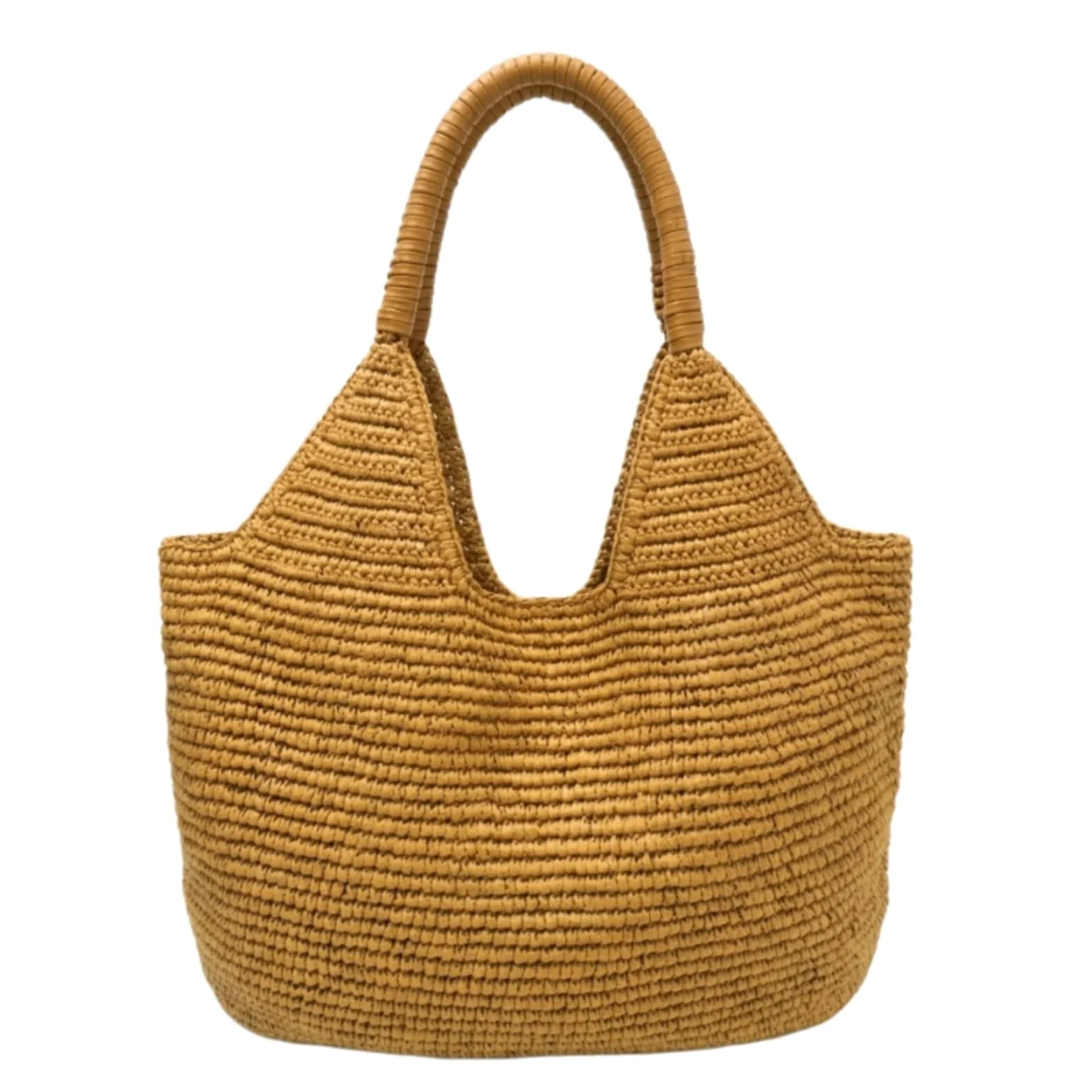 Bolso Hombro Paja Negro Mano De Ganchillo Gran Capacidad Verano Playa Vacaciones Comprador-Black