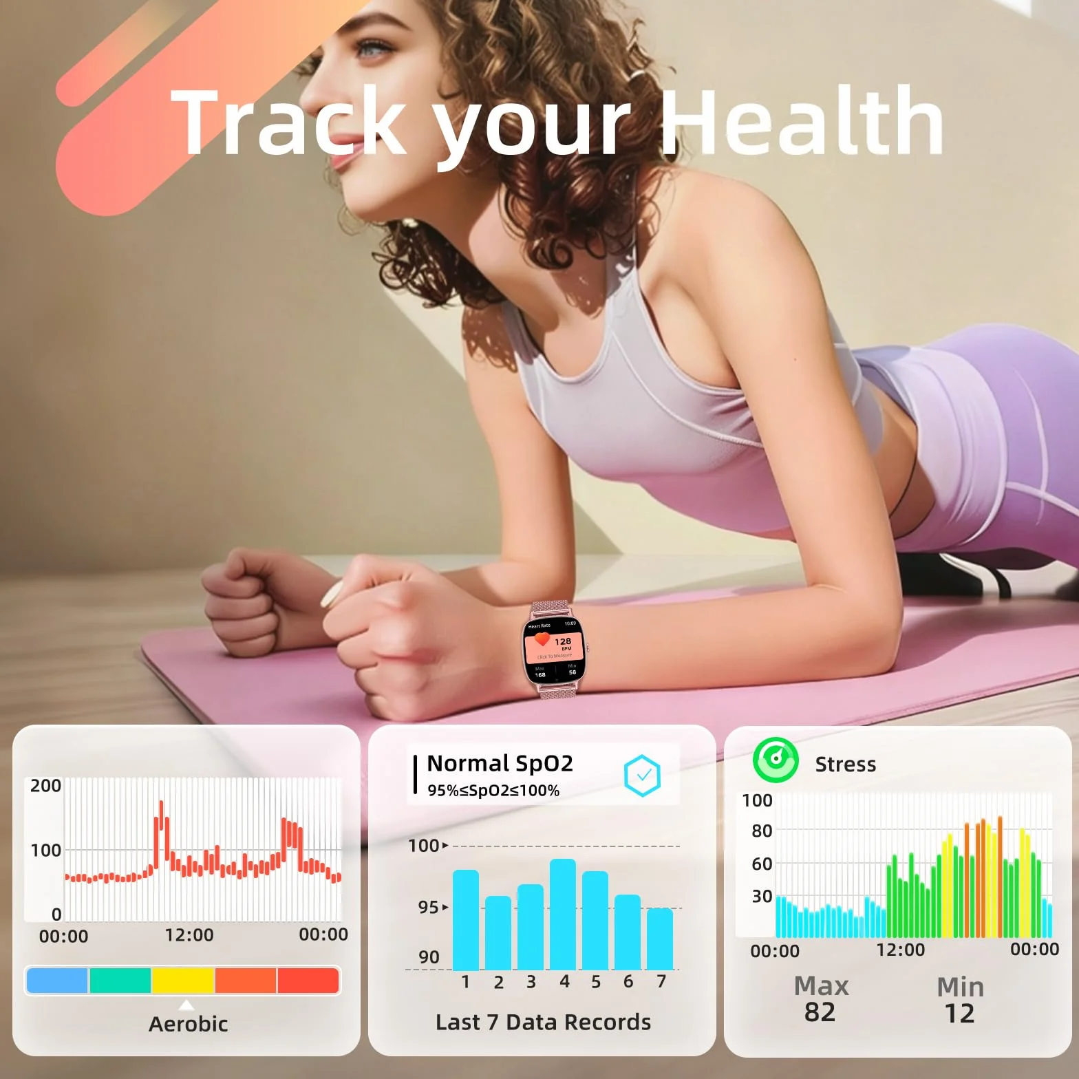Reloj Inteligente Mujer,Respuesta/Realización Llamadas,Pantalla Ultra Nítida 1.85''HD,Monitor Fitness Tracker Frecuencia Cardíaca,Sueño/SpO2,Compatible IOS/Android,120+Modos Deportivos,IP68 y 2Correas