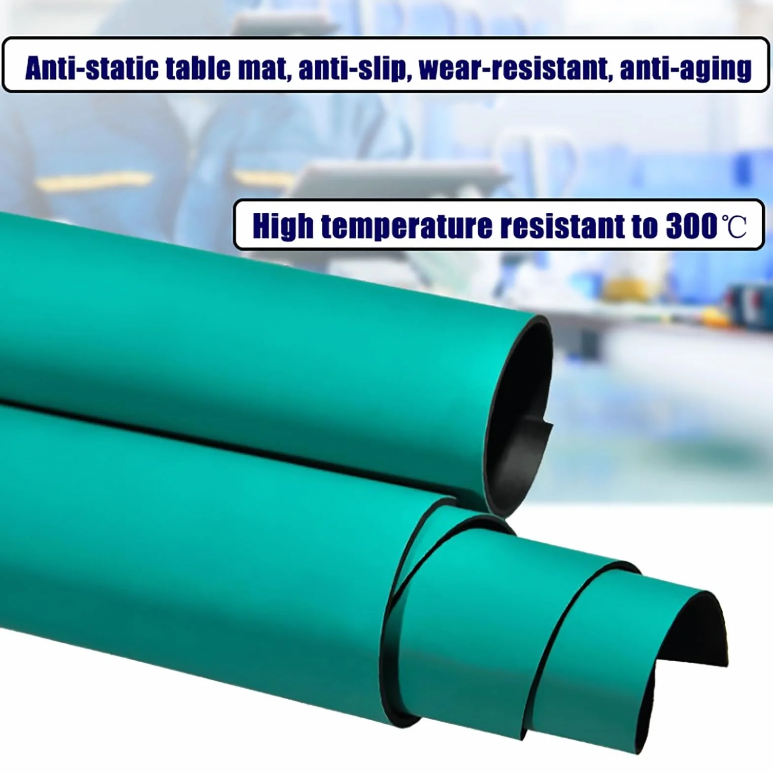 Alfombrilla antiestática de goma PVC 2mm 50x60cm para banco de trabajo reparación electrónica soldadura