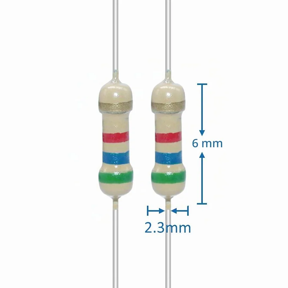 AUKENIEN 1250 Piezas Kit Resistencias 1/4W 25 Valores Película de Carbono 5%