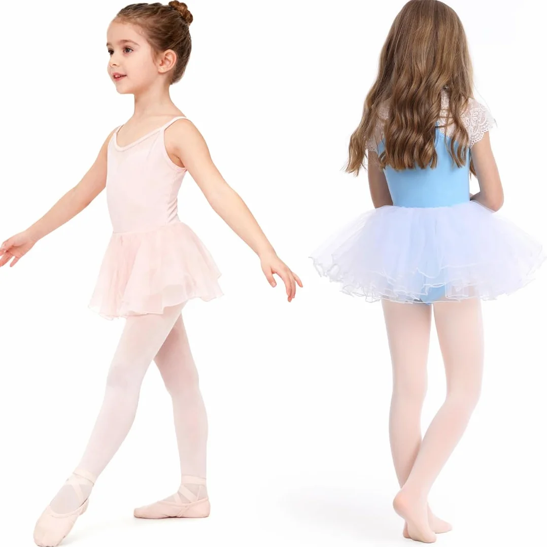 Medias de ballet 80D elásticas transpirables para niñas pequeñas Rosa nude