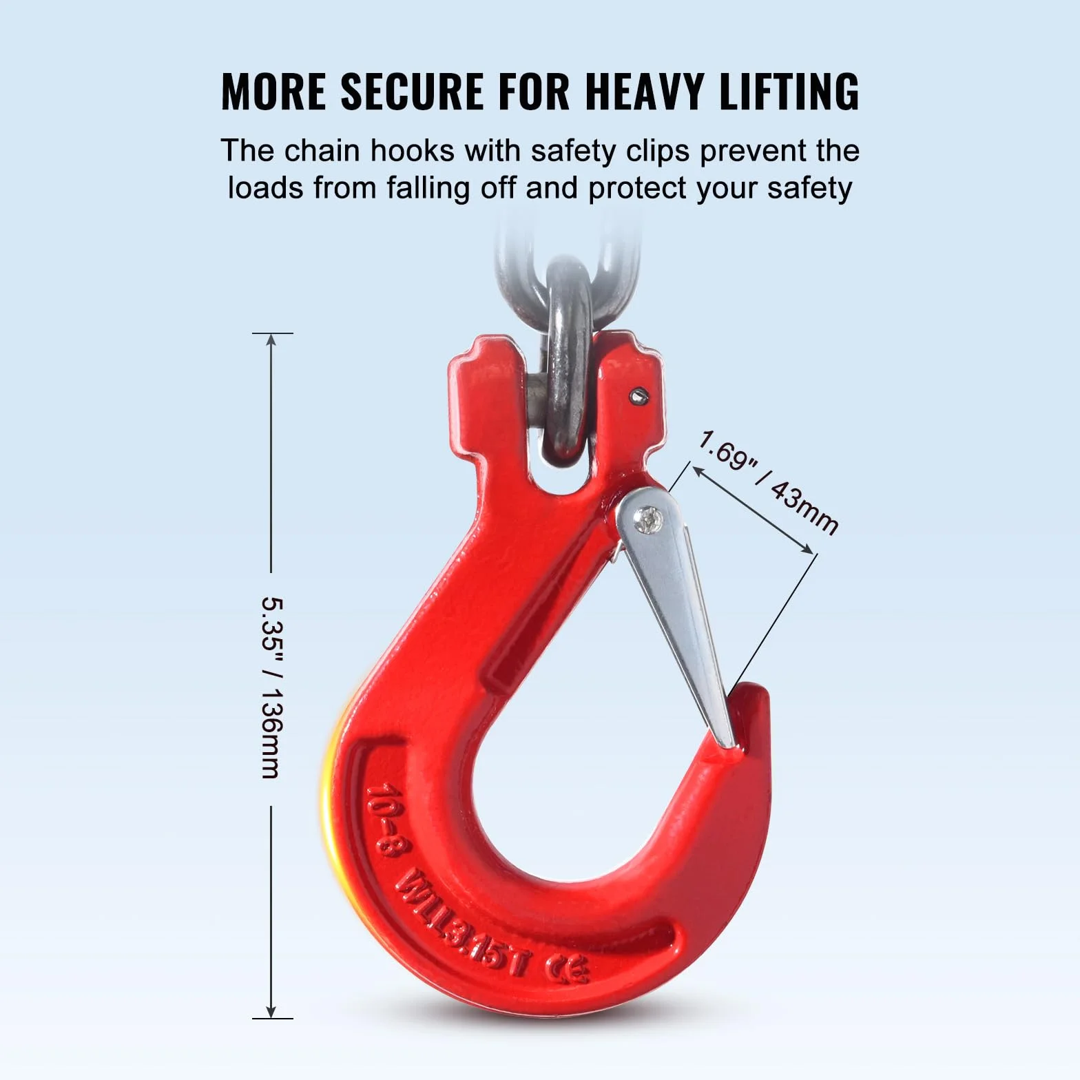 VEVOR Eslinga de Cadena de Elevación 4 Cadenas G80 10mm x 300cm 8344 kg