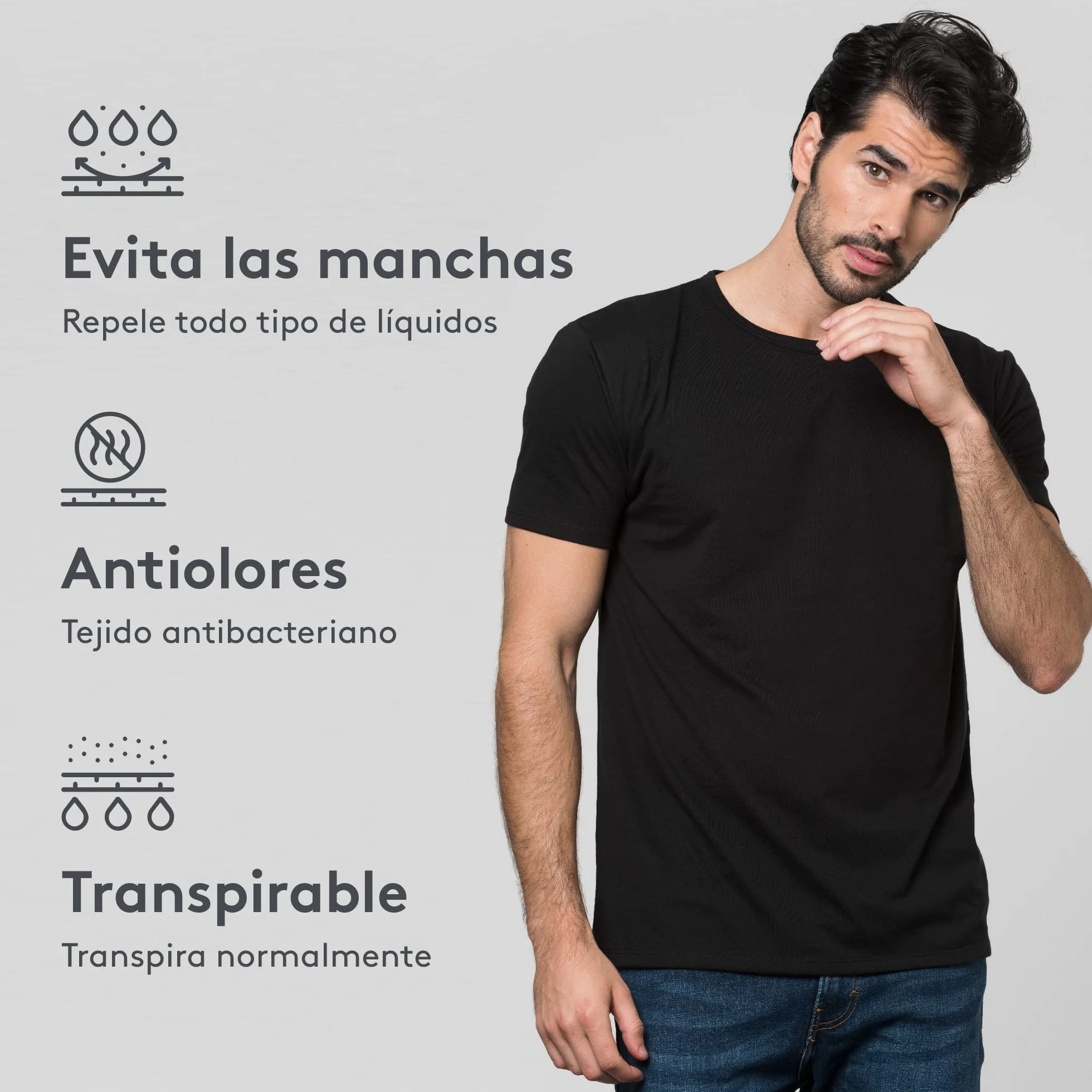 Camiseta a Prueba de Sudor Sutran, Absorbe y Evapora el Sudor, a Prueba de Manchas, a Prueba de Olores, Anti-Sudor, Anti-Manchas, Anti-Olor, 100% Transpirable