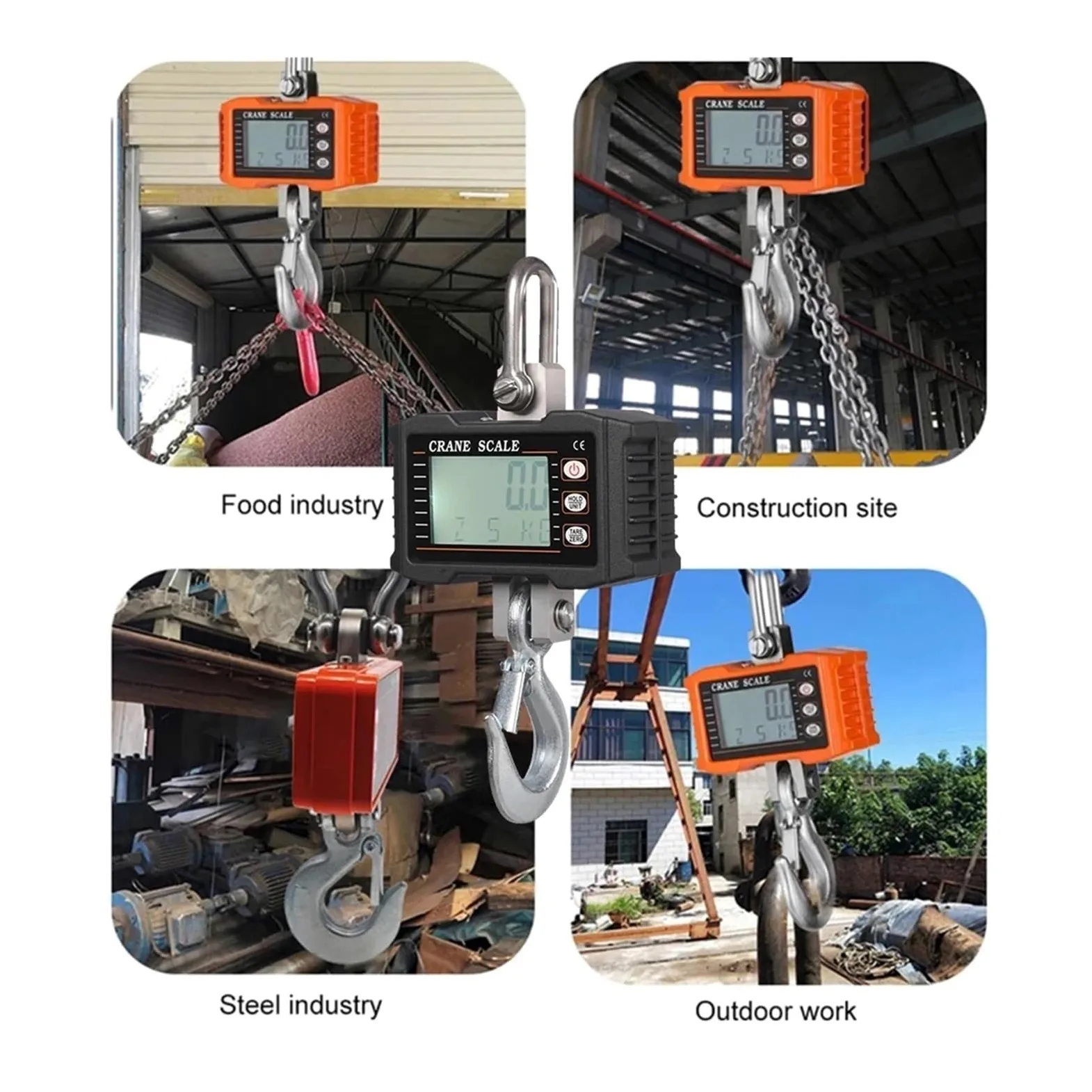 Escala colgante, 1000kg/2204lb Báscula digital colgante para grúa | Incluye cambio de unidades, retención de datos y pantalla digital legible para almacenes, talleres y pesaje industrial.