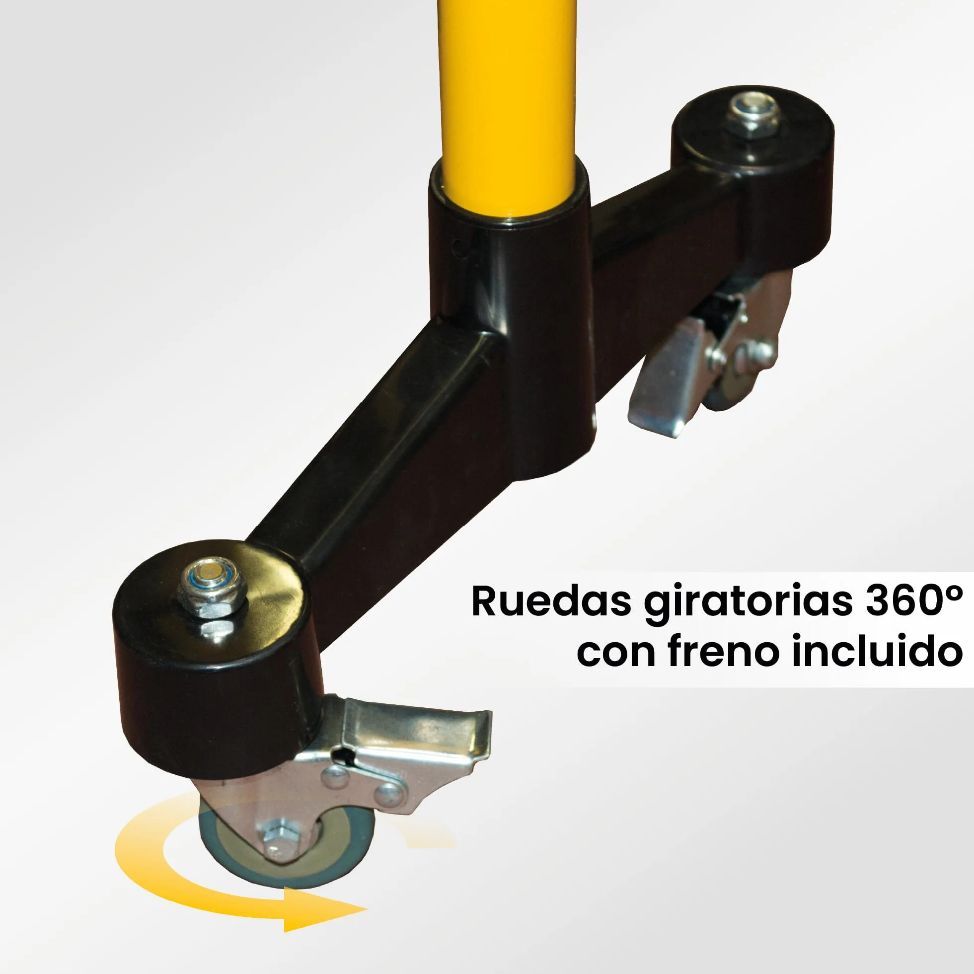 Barricada Extensible 3m con Ruedas Freno Vallas Obra Barrera Metálica Portátil Seguridad Construcción Negro/Amarillo