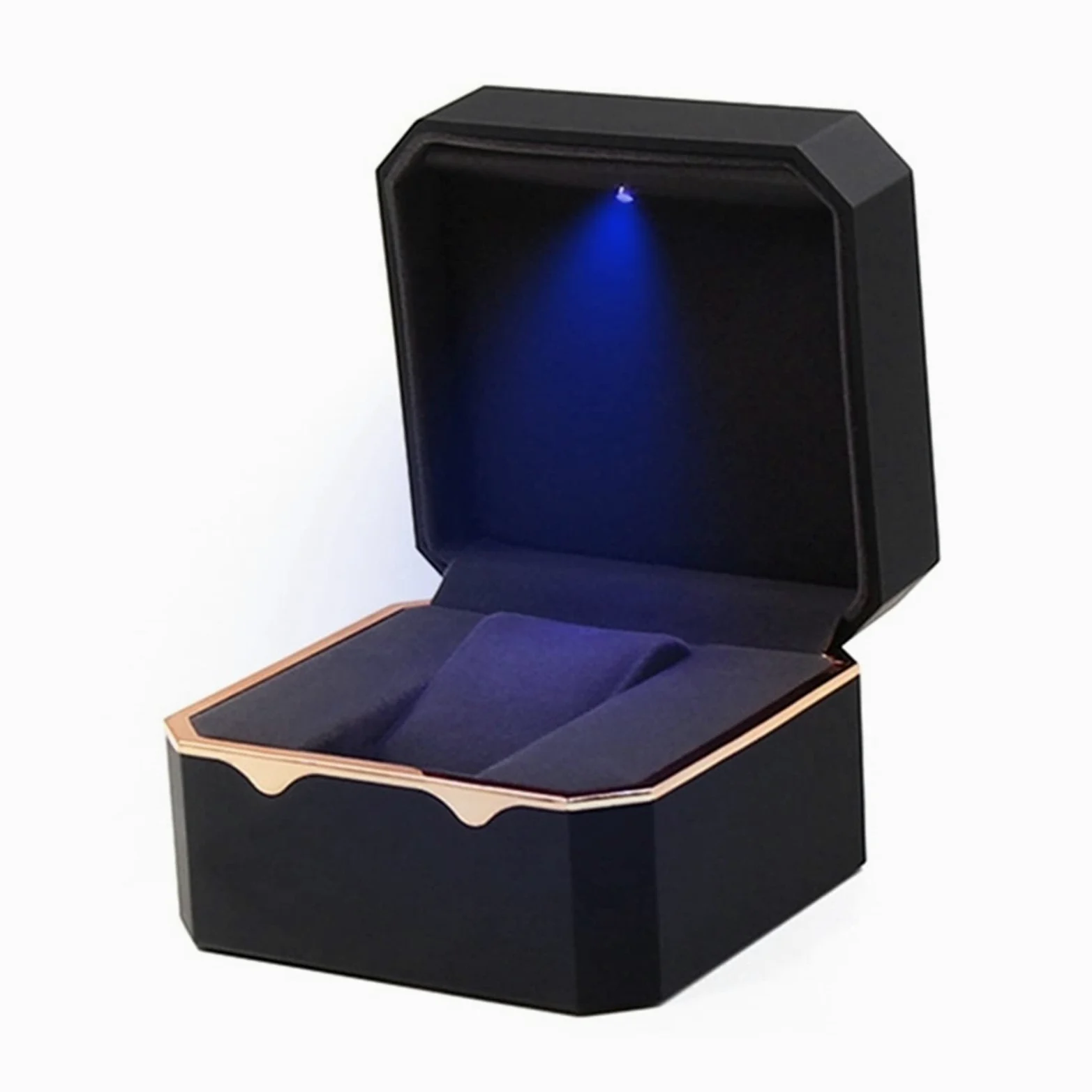 XBTGS Caja expositora octogonal con borde dorado para reloj, caja de almacenamiento de luz, caja de almacenamiento de joyas, anillos, pulseras, joyas y relojes, cajas de relojes para hombres