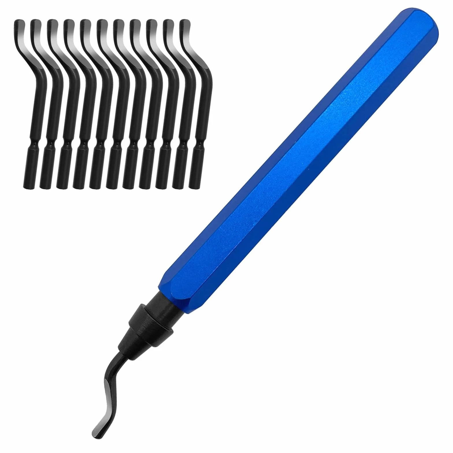 Desbarbador Metal 11 Pcs Herramienta Desbarbadora con Cuchillas de Rotación 360° Giratorio para Acero, Plástico, Aluminio, Cobre, Impresora 3D