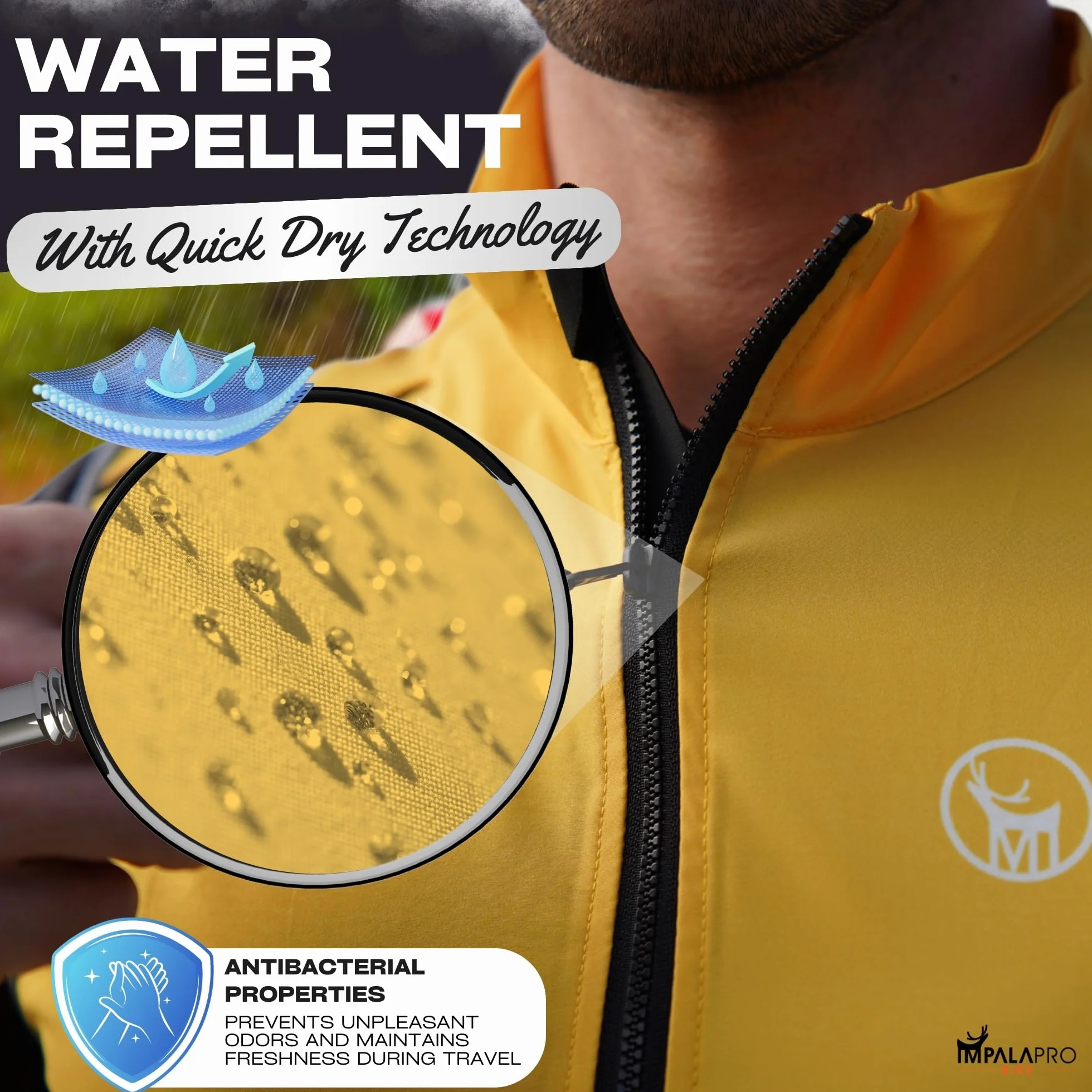 IMPALAPRO Chaleco Cortavientos Ciclismo Hombre y Mujer Ultraligero, Transpirable y Resistente - Protección Contra el Viento y la Lluvia