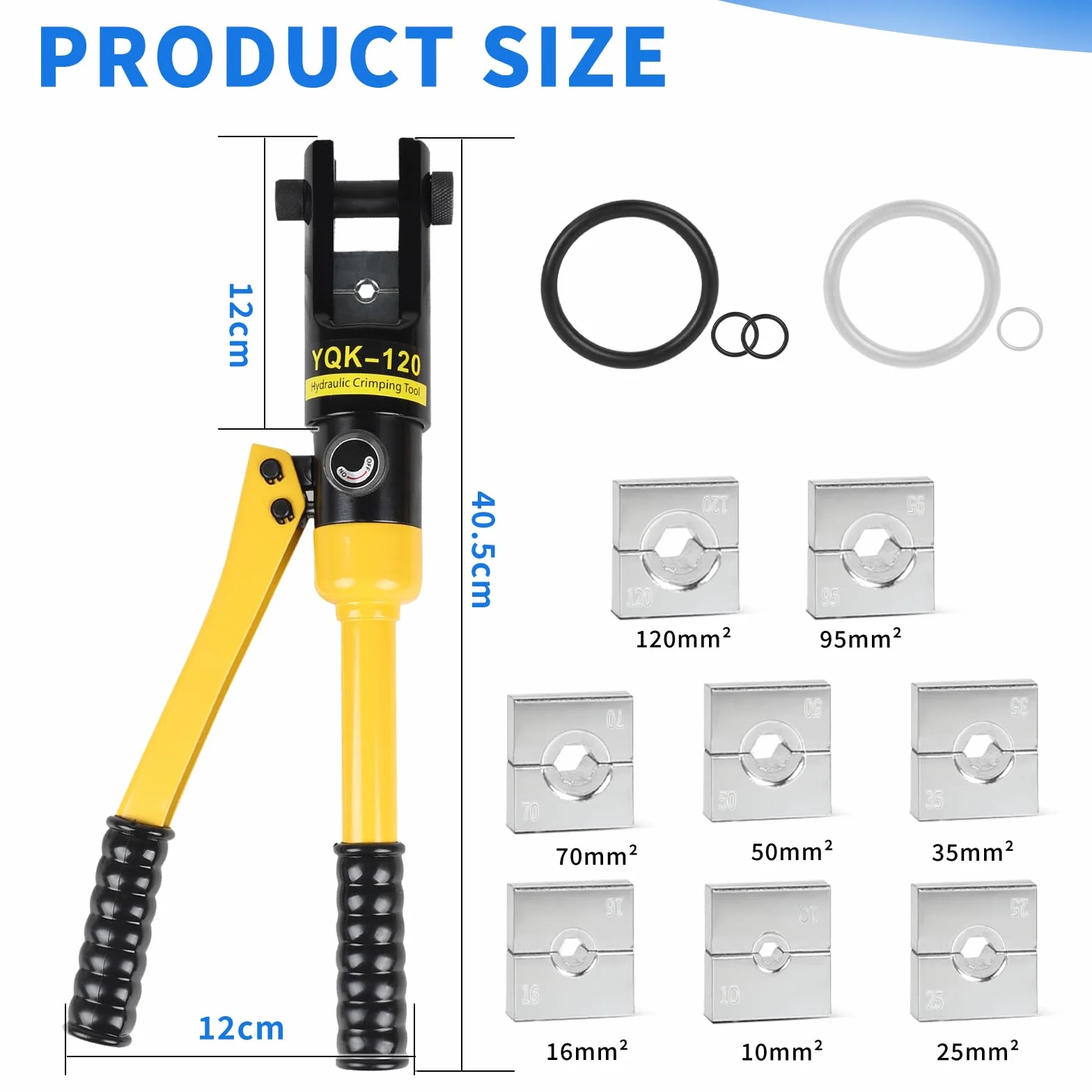 SWAWIS 12T Crimpadora Hidráulica Terminales Eléctricos 10-120mm² 8AWG-4/0AWG 8 Matrices Hexagonal