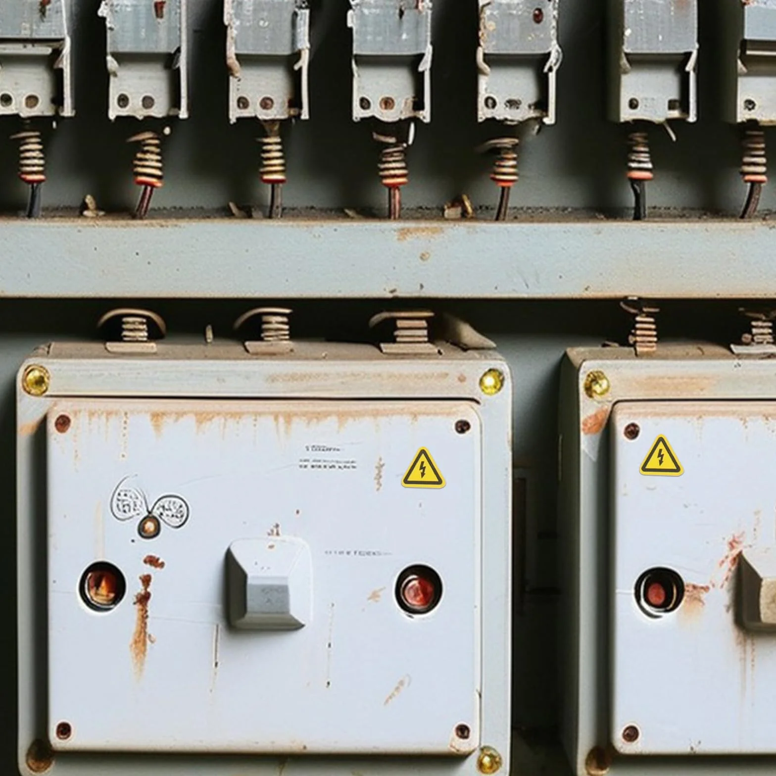Pegatinas de Advertencia de Seguridad Eléctricas Triangulares Amarillas PVC Paquete de 3