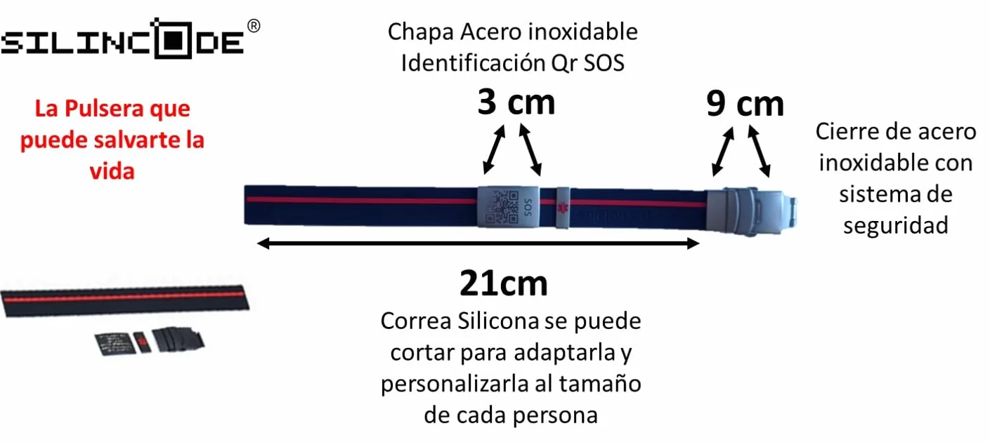 Pulsera Emergencia Fow QR SOS Metálico Identificación Médica Alerta