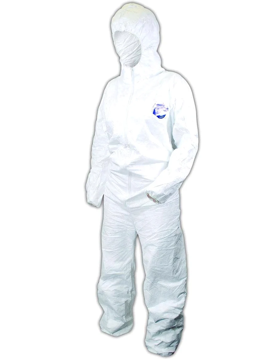 DuPont Tyvek Mono desechable con capucha, puño elástico, blanco, Medium (Pack de 25), L, blanco, 25