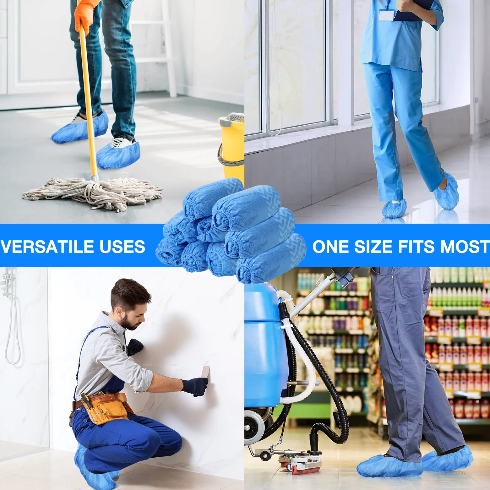 600 fundas desechables para zapatos para botas antideslizantes gruesas y extra para zapatos, fundas duraderas para botas para hombres y mujeres, prácticamente la mayoría de zapatos, color azul