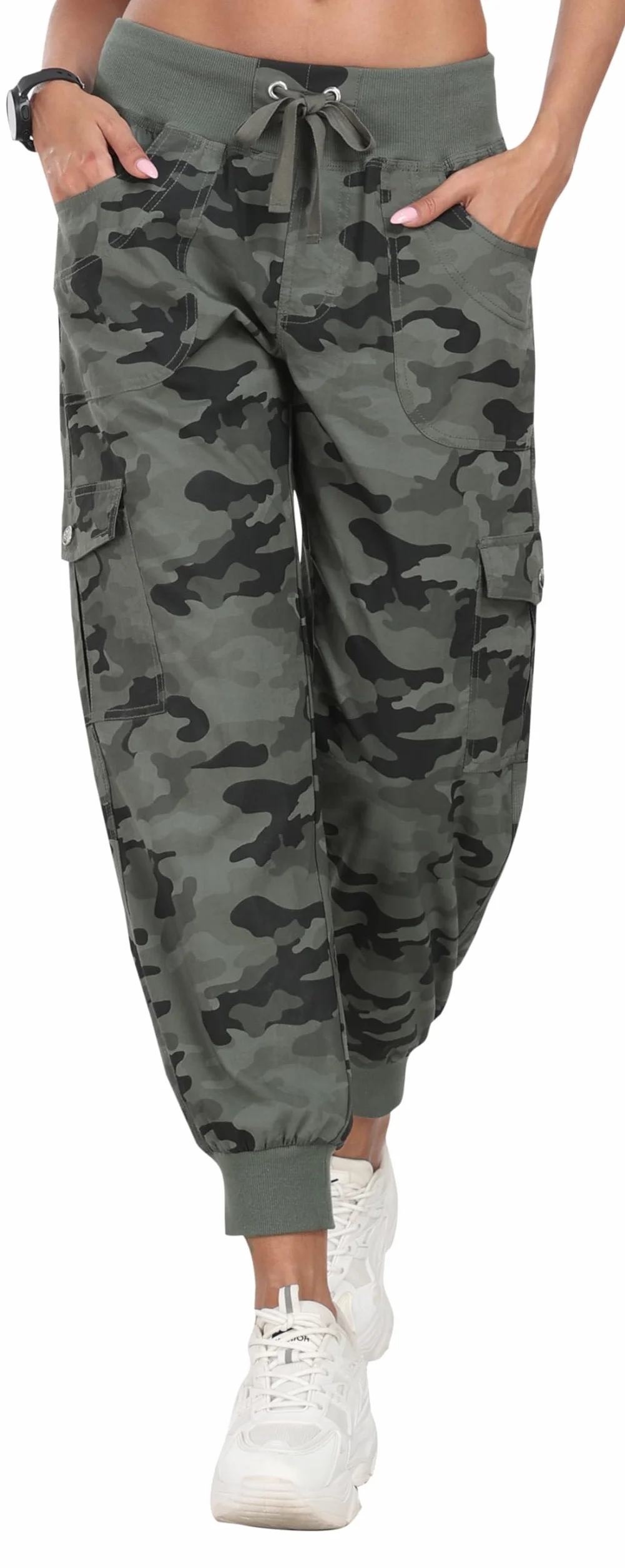 JINSHI Pantalones Mujer Cargo Pantalón Largo Trabajo Pant Deportivo Jogger Cintura Alta con Bolsillos