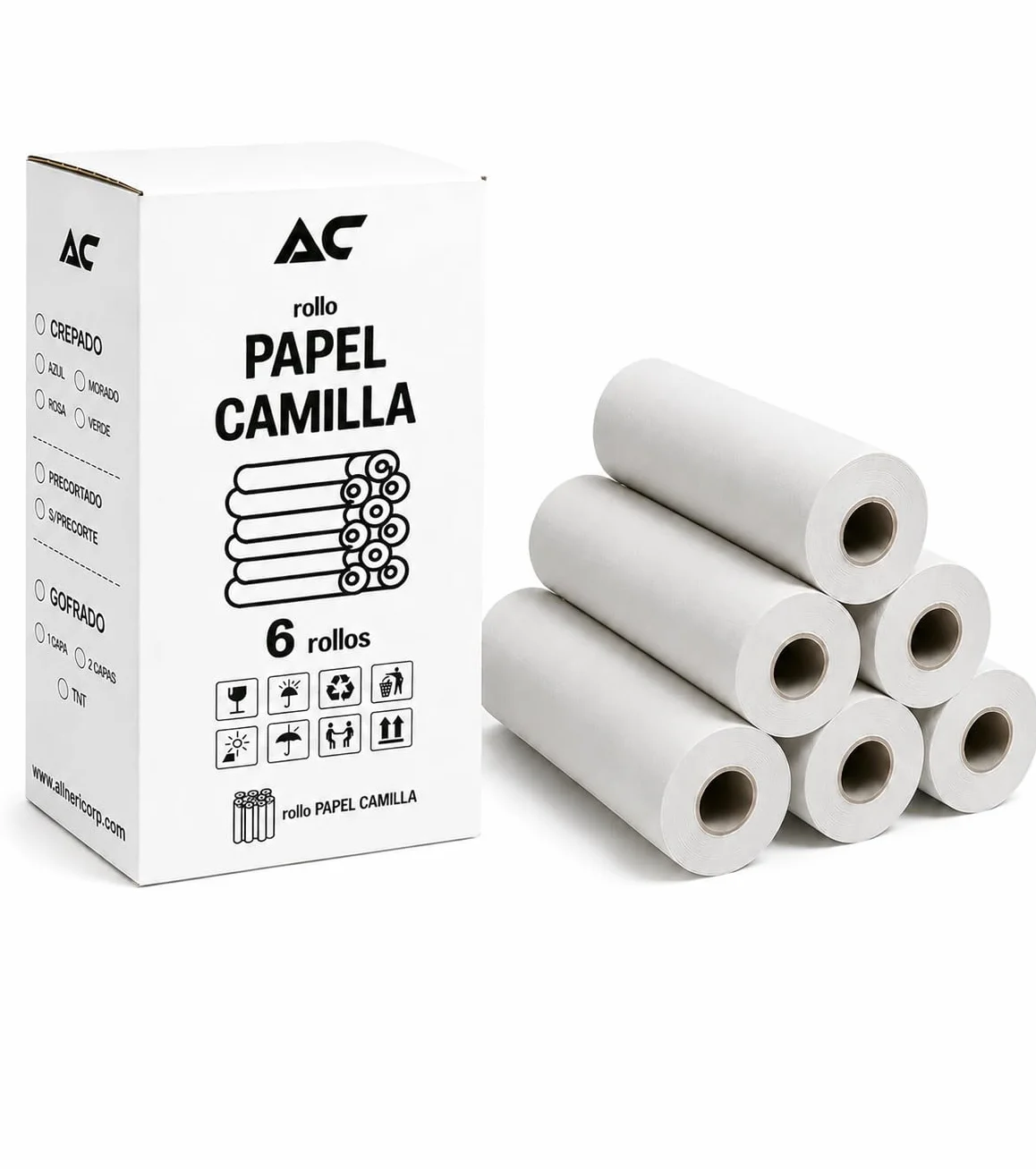 Rollo de papel camilla sin precorte ECO blanco 6 unidades
