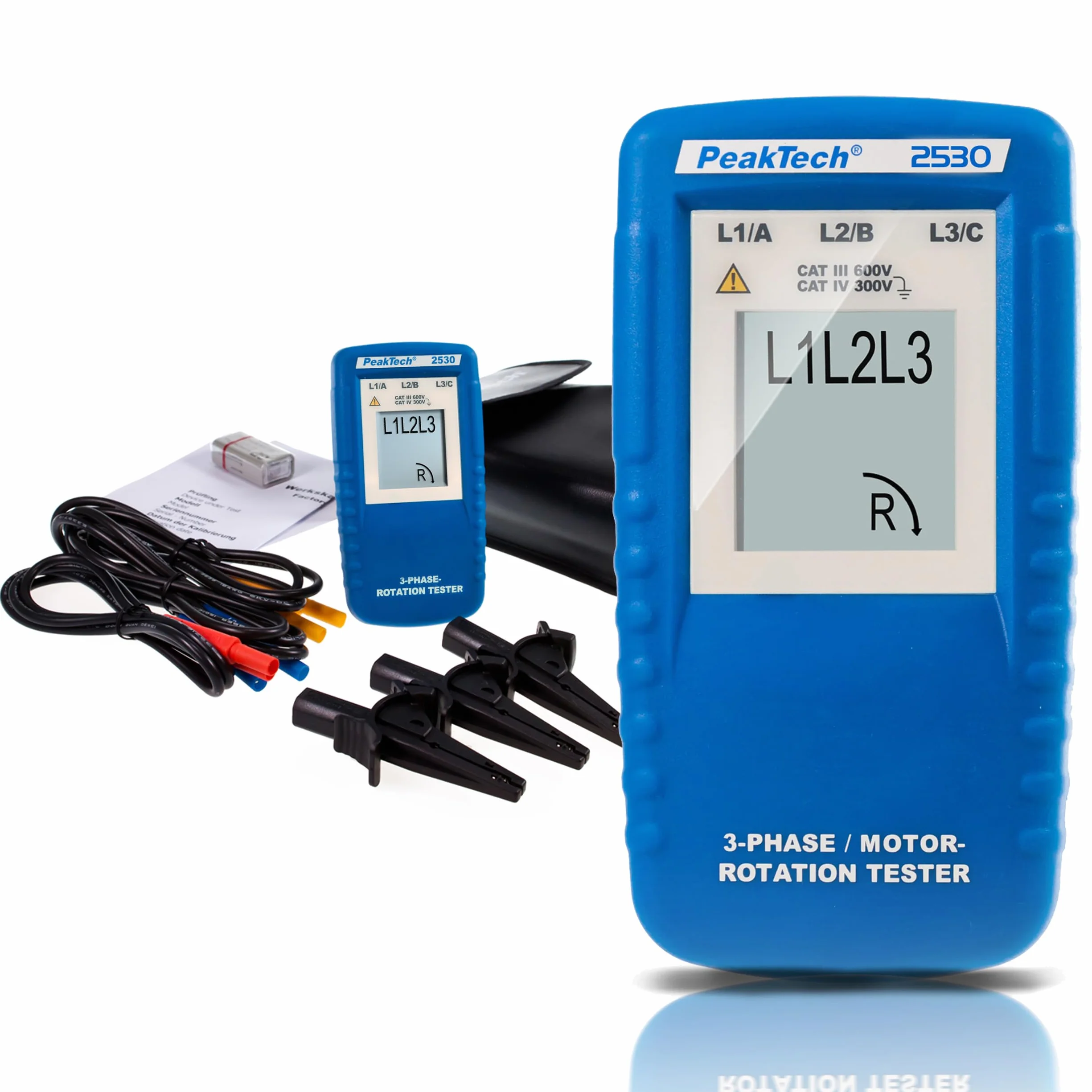 PeakTech 2530 Medidor de campo giratorio trifásico con pantalla LCD P 2530