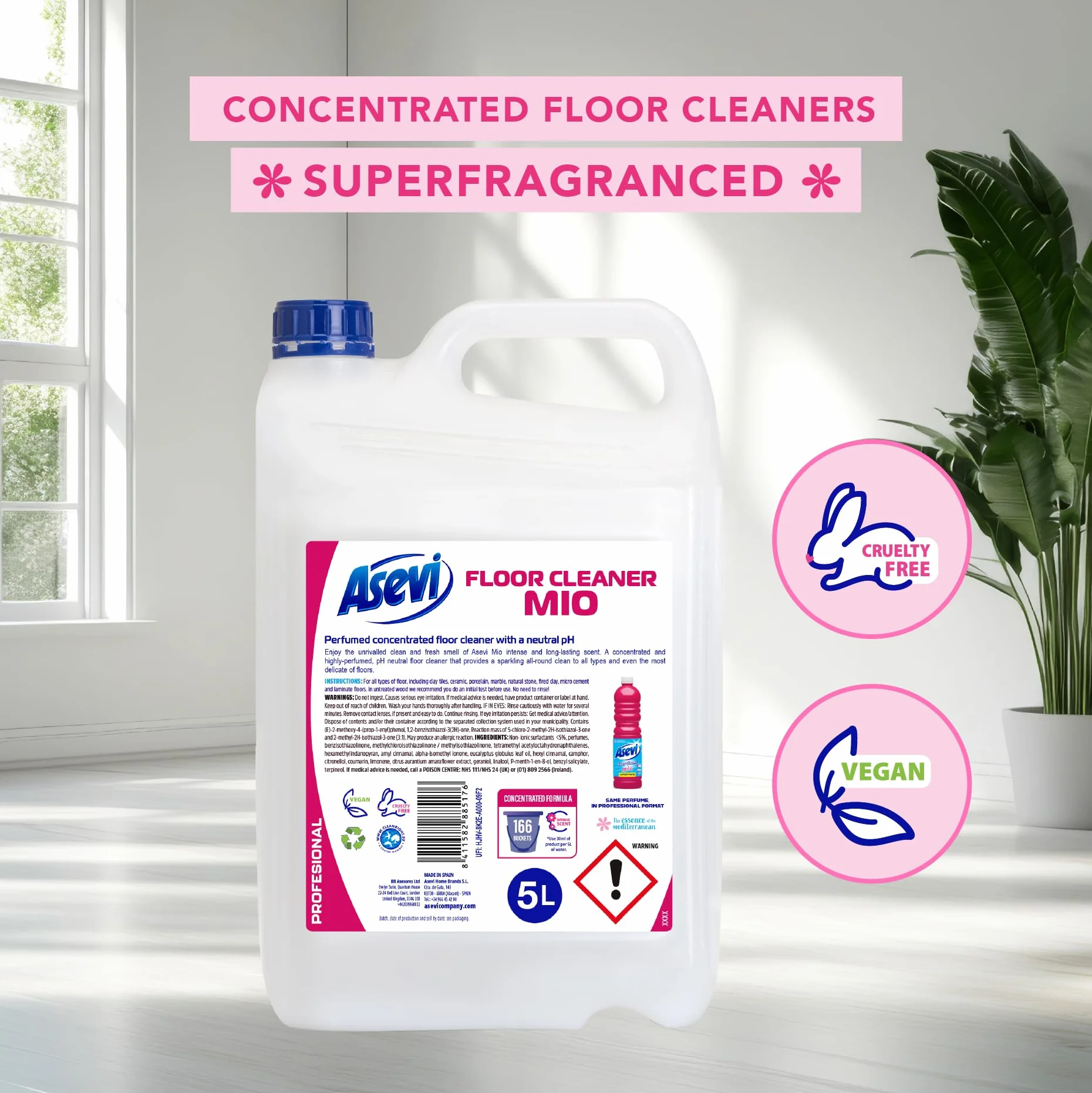 Asevi Fregasuelos Perfumado Concentrado 5L pH Neutro para Todo Tipo de Suelos