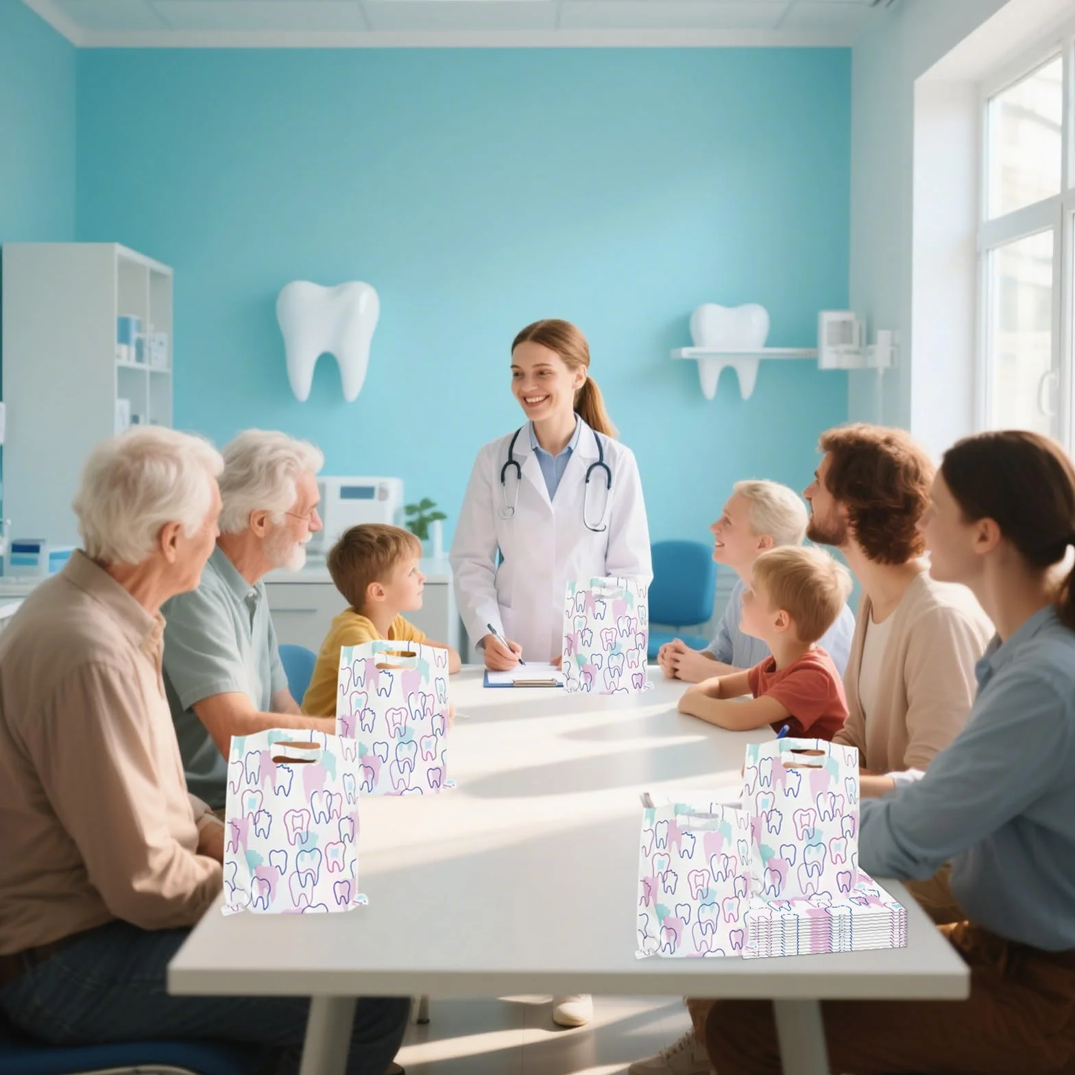 Bolsas dentales con asas 8.3 x 9.5 pulgadas paquete de 50 para pacientes dentistas clínica