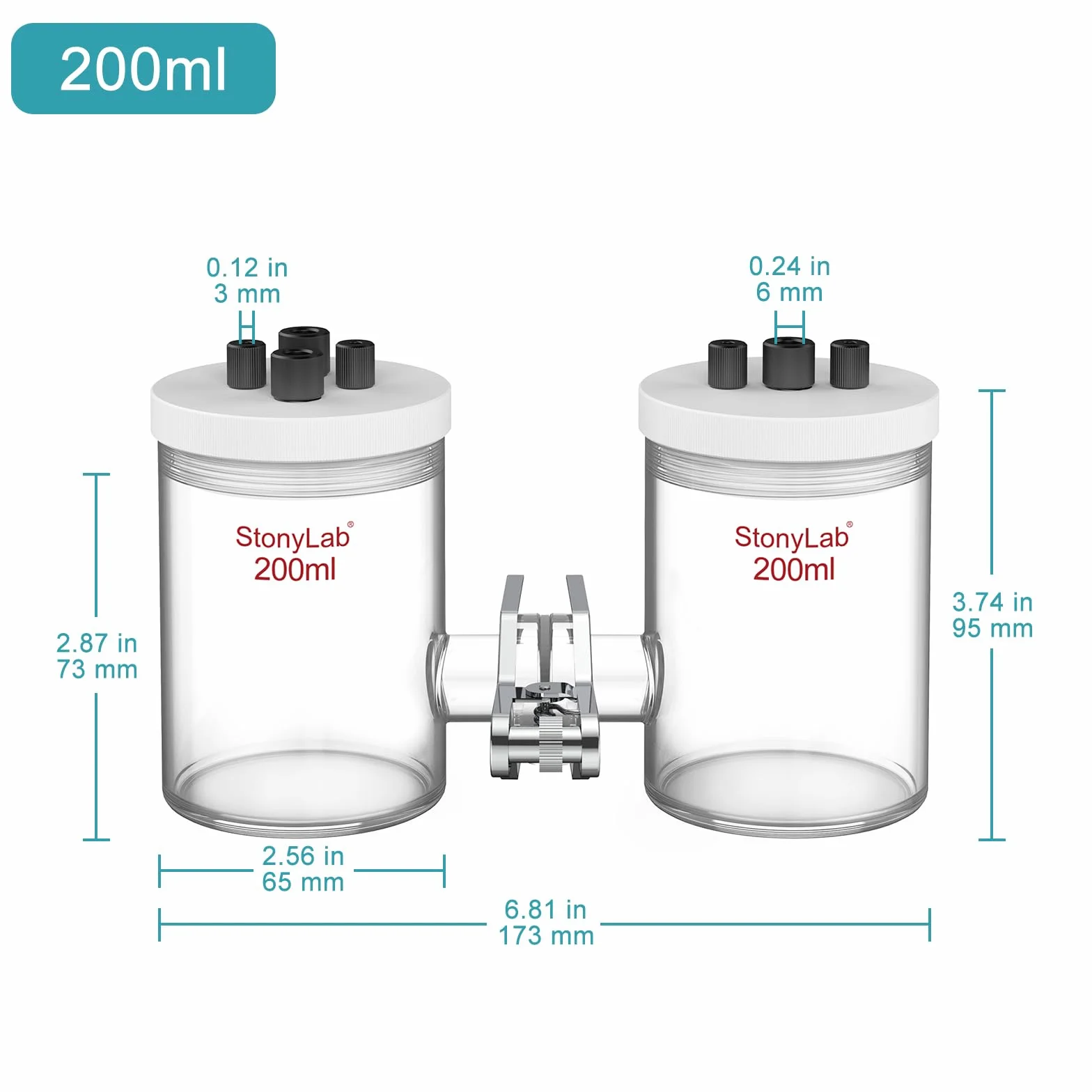 Celdas Electrolíticas Tipo-H de Vidrio Borosilicato 200 ml