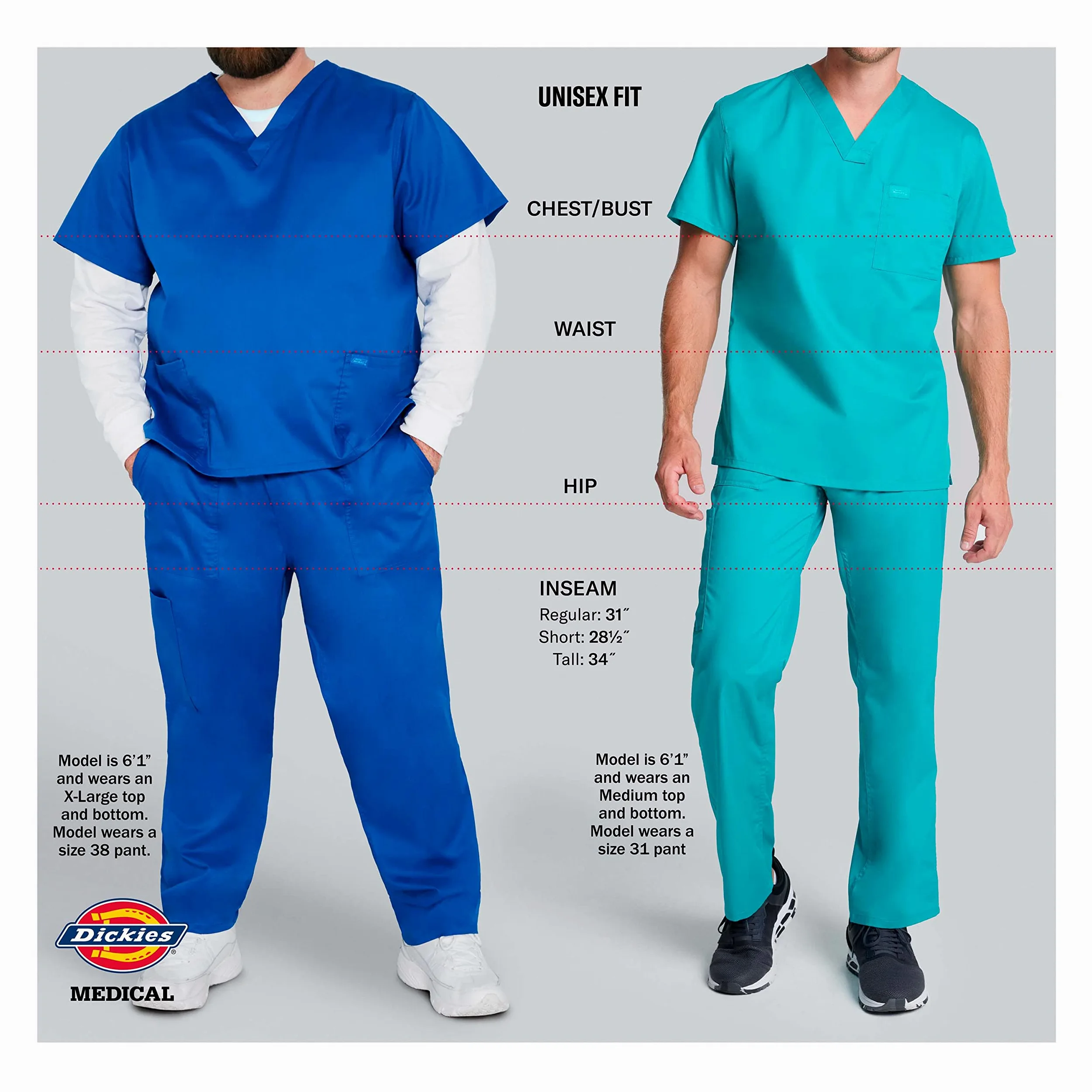 Dickies EDS Essentials DK019 - Pantalón quirúrgico para hombre y mujer, tiro natural, pierna cónica