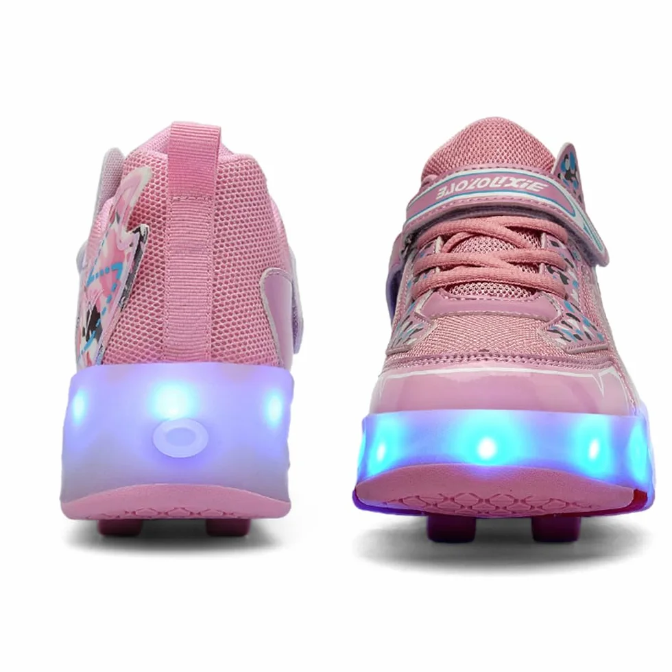 Zapatos con Ruedas para Niña y Niño, Patines con 4 Ruedas Retráctiles, Zapatillas Deportivas al Aire Libre