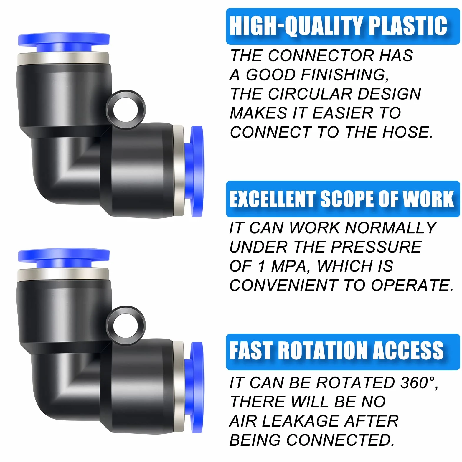 Codo 6mm Tubo OD Empujar Conectar Neumáticos Accesorios Bloqueo PV6