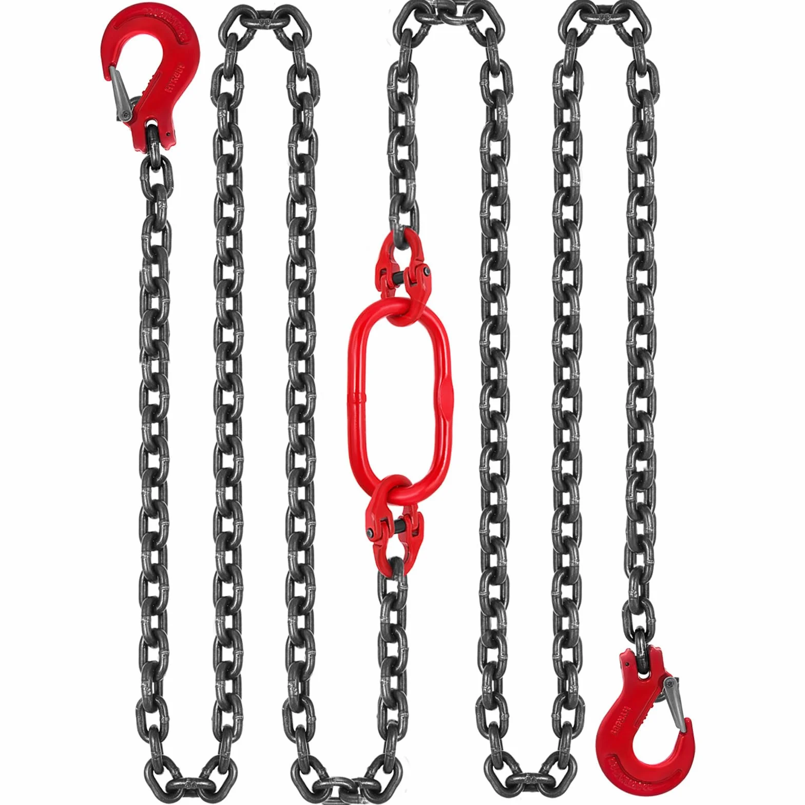 VEVOR Eslinga de cadena 8 mm 1,8 m doble patas ganchos acero capacidad 3 T grado 80 elevación