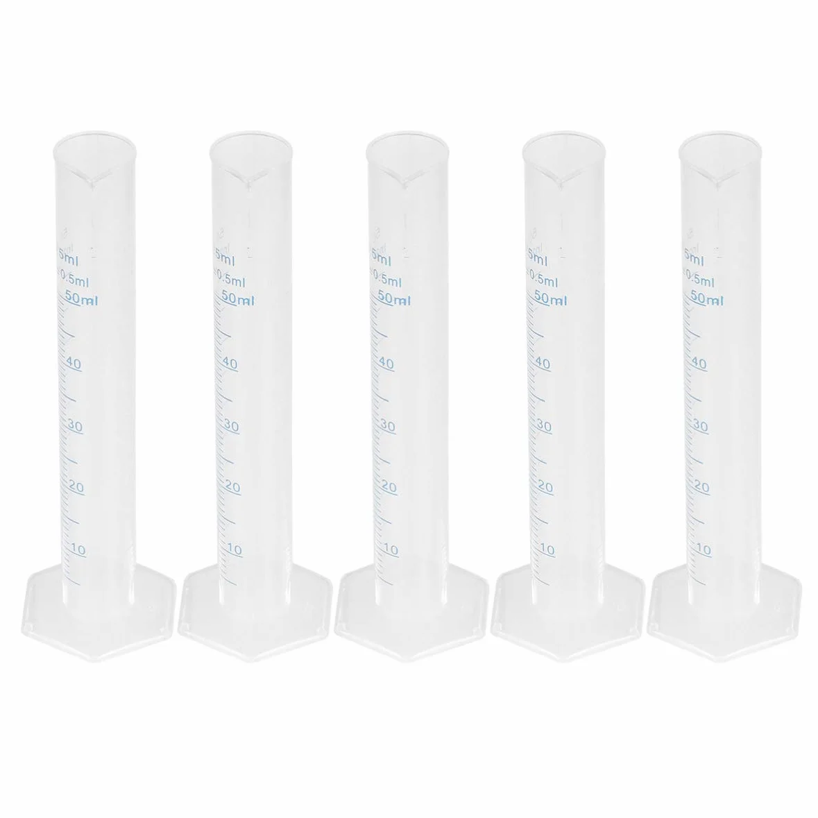 Cabilock 5 Piezas Cilindros de Medición Probeta Plástica Graduada Transparente con Base Hexagonal