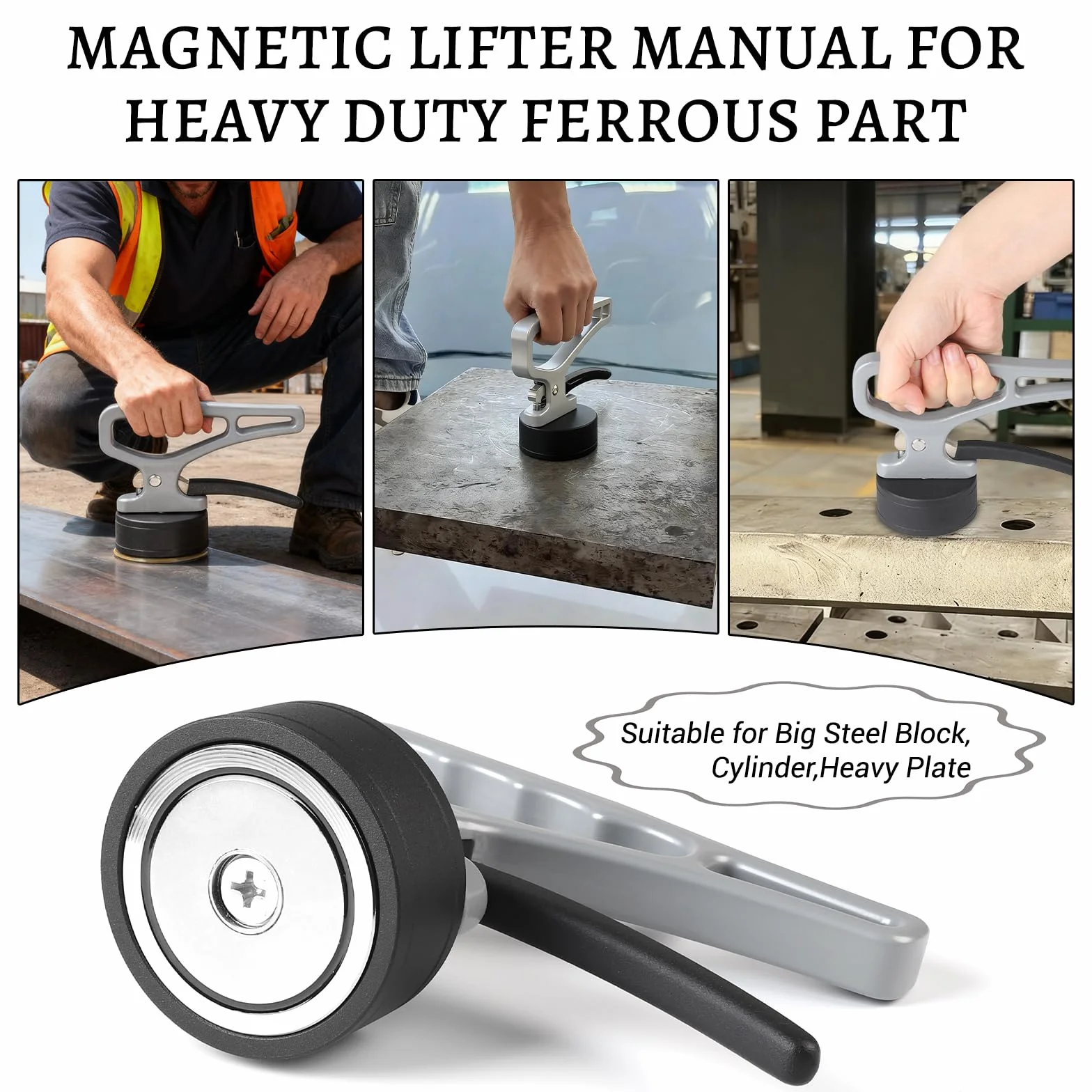 LALAGO Fuerte Mango de Elevación Magnético Manual, Imanes de Neodimio, Herramienta Magnética