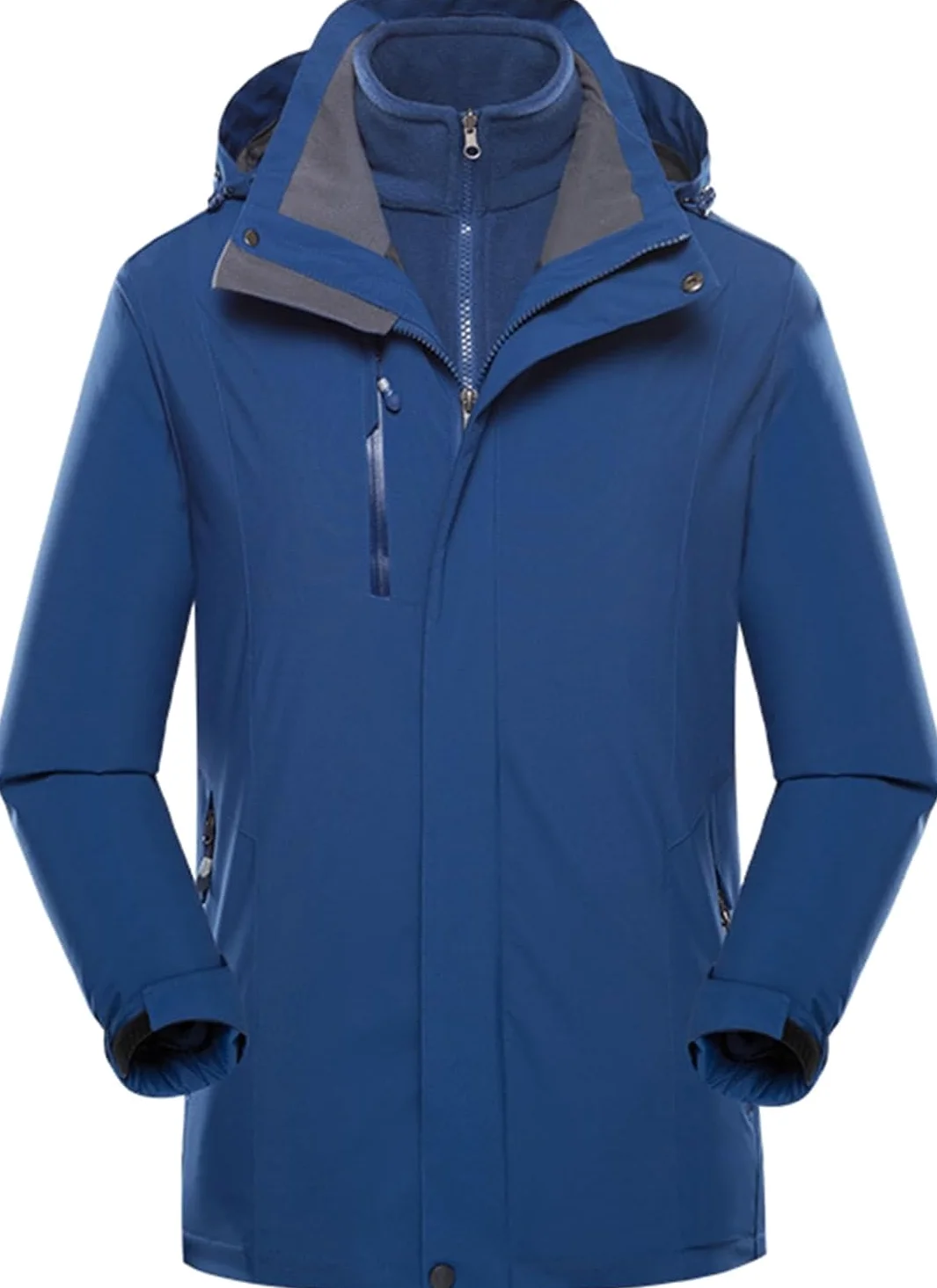 Chaqueta De Nieve Impermeable para Esquí 3 En 1 para Hombre A Prueba De Viento con Capucha Y Abrigo De Vellón Cálido Interior, Blue, S