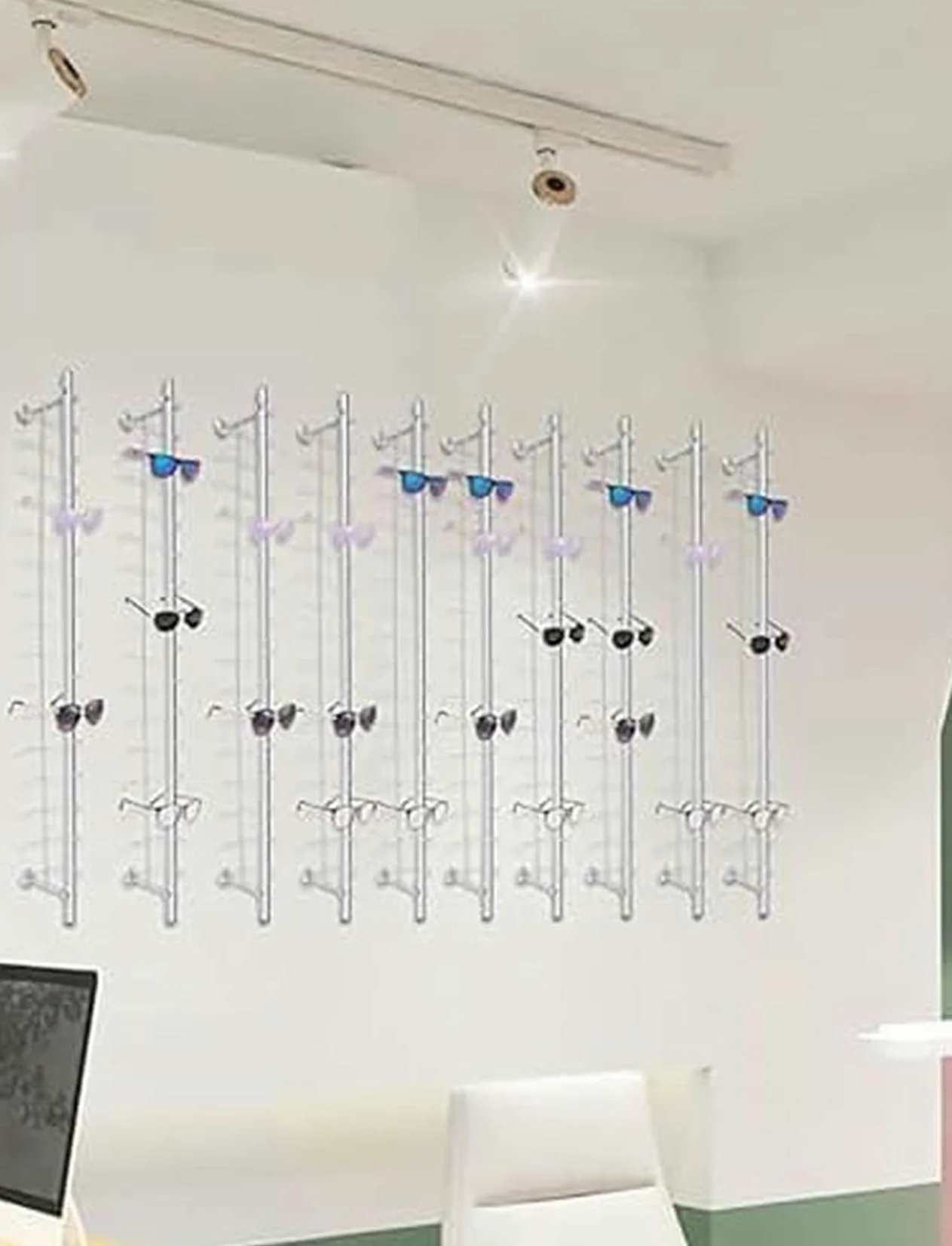 CNPRAZ Soporte de Pared para Gafas con Cerradura, Organizador Seguro para Colgar Gafas de Sol y Gafas, solución de Ahorro de Espacio para Tiendas minoristas y Uso doméstico