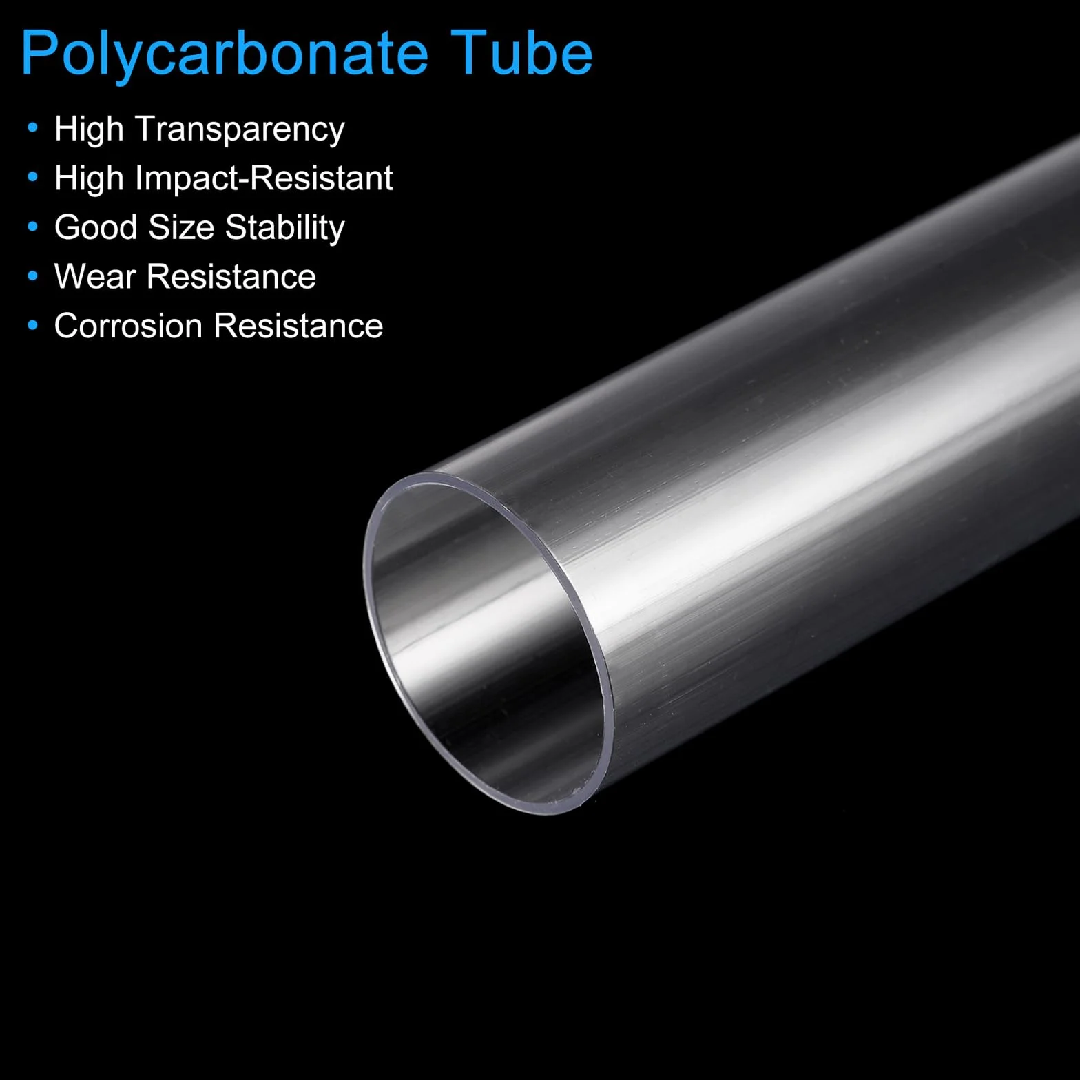 Tubo de Plástico Policarbonato Rígido Transparente 1,2" ID 1,3" OD 17" Alto Impacto para Iluminación