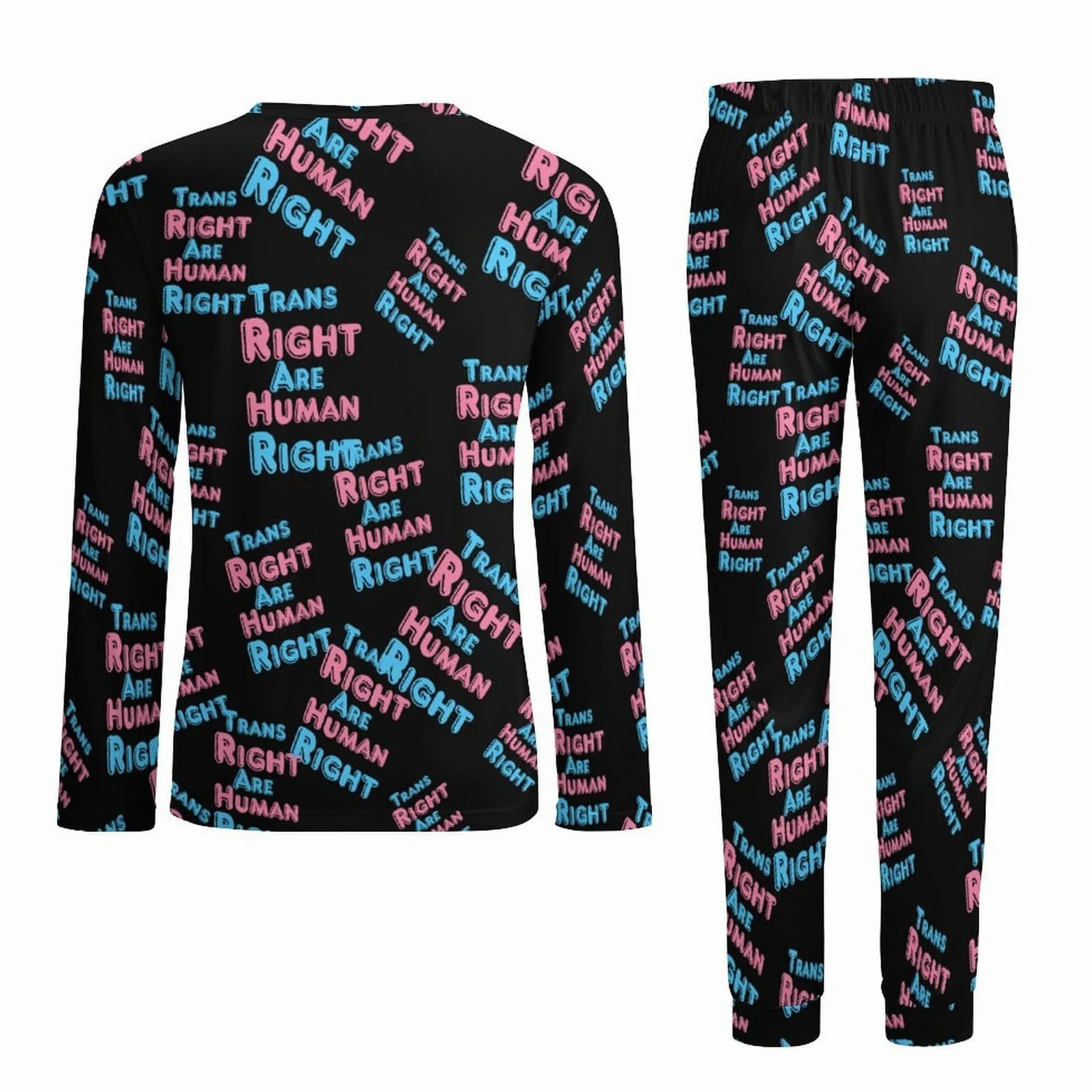 Trans Rights Are Human Rights - Conjunto de pijama para hombre, cuello redondo, ropa de dormir larga, 2 piezas