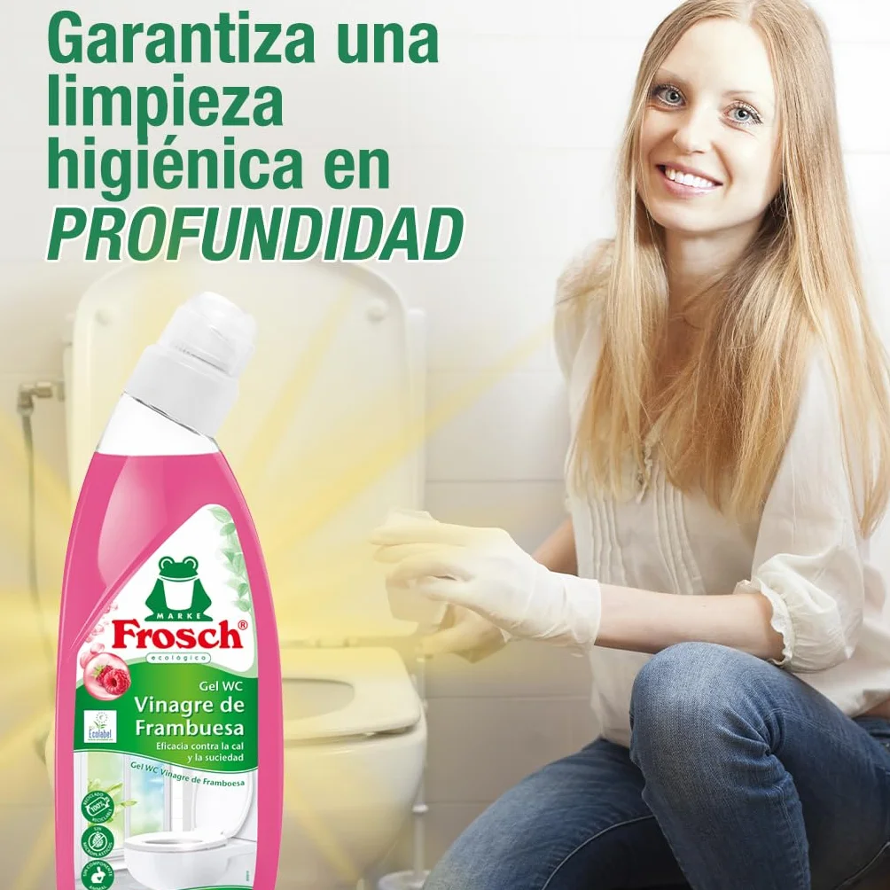 Frosch Gel WC Ecológico Limpiador Cal Residuos Inodoro Vinagre Frambuesa 750 ml