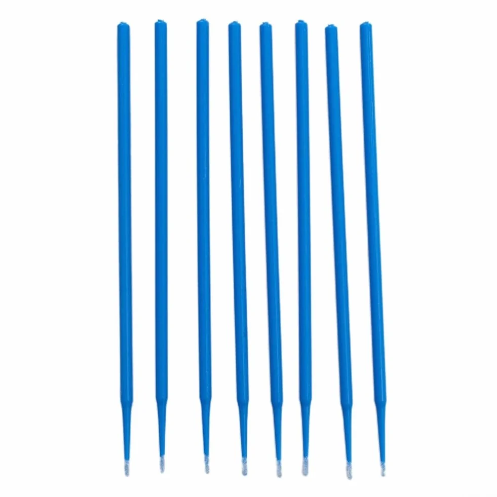 Pinceles de pintura 100pcs Aplicadores dentales con fibras de pelusa para retoque (azul)
