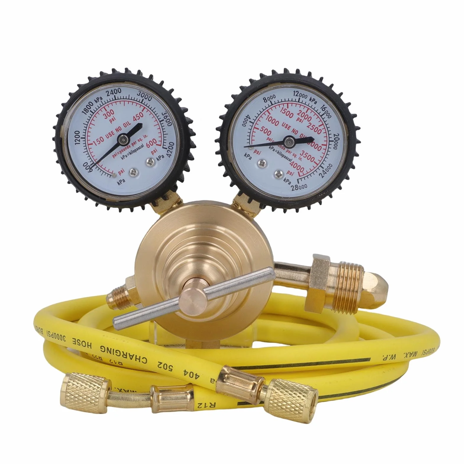 Regulador de nitrógeno CGA580, entrada 0-600 PSI, salida 1/4 pulgada conexión macho, manguera 60 pulgadas para pruebas de presión