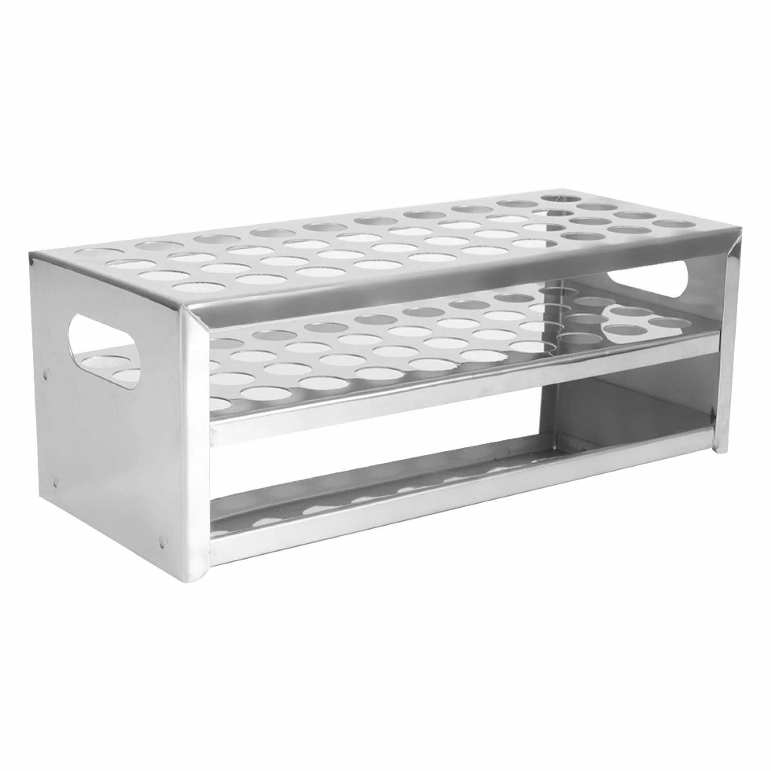 Tyenaza Gradilla para Tubos de Ensayo de Acero Inoxidable 304, 2 Niveles 40 Orificios 15.5mm