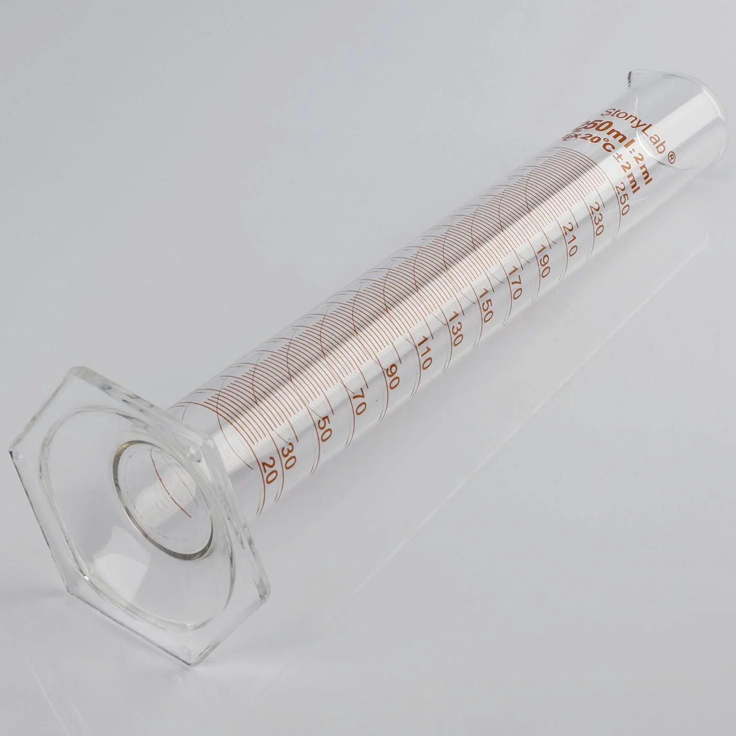 Cilindro Graduado de Vidrio de Borosilicato 250 ml, Paquete de 2 con Base Hexagonal