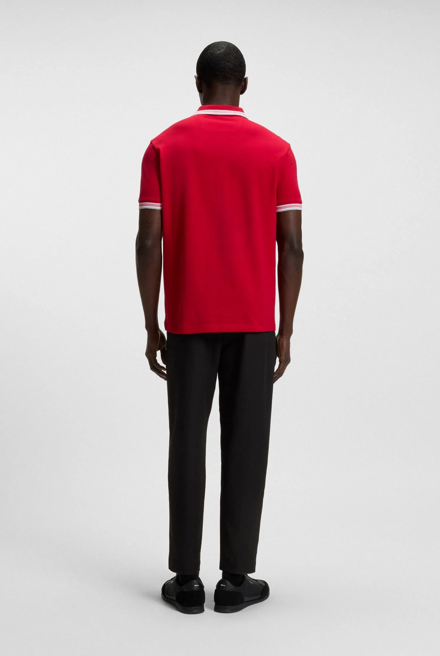 Boss Polo de Piqué de Ajuste Regular con Logotipo Curvado Camisa de Polo Hombre