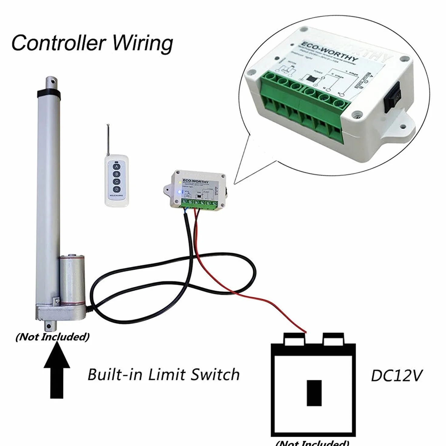 DCHOUSE Actuador lineal 12 V CC controlador motor inversión positiva Kit Control remoto