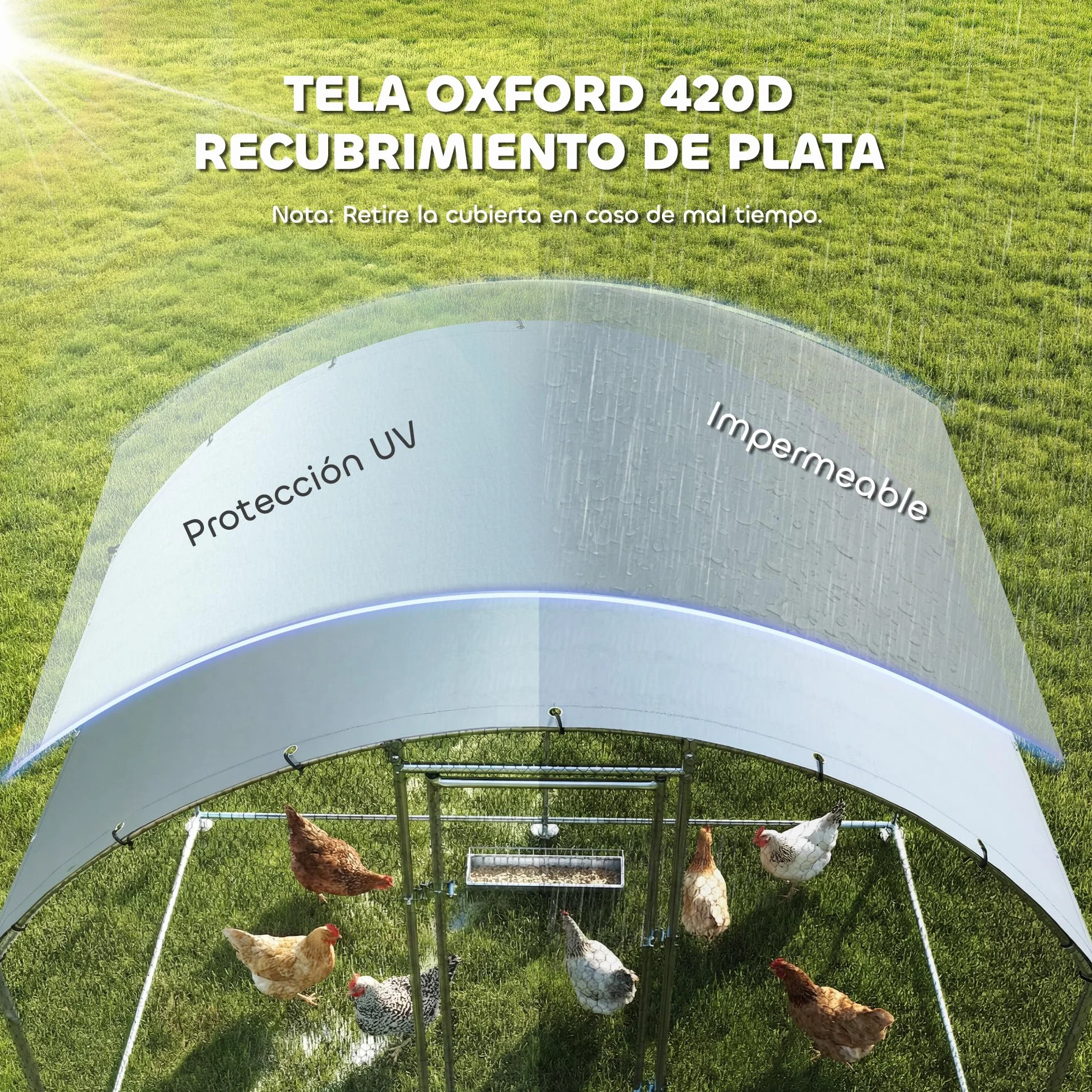 PawHut Gallinero Exterior 2,8x1,7x1,9 m 4,7 m² Acero Galvanizado Anti-UV Impermeable Jaula 5-8 Gallinas